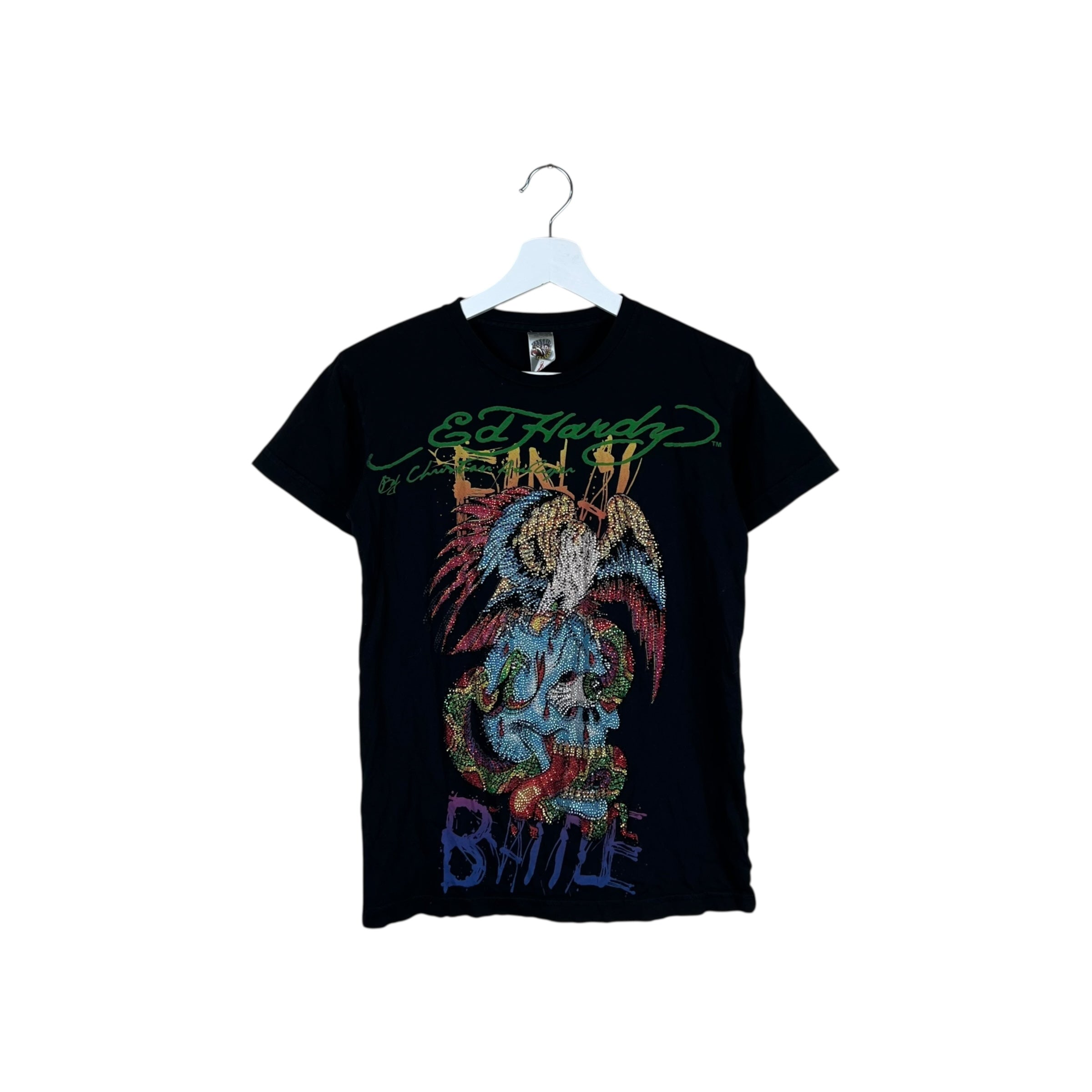 Vintage Ed Hardy By Christian Audigier Final Battle Graphic Tee Black