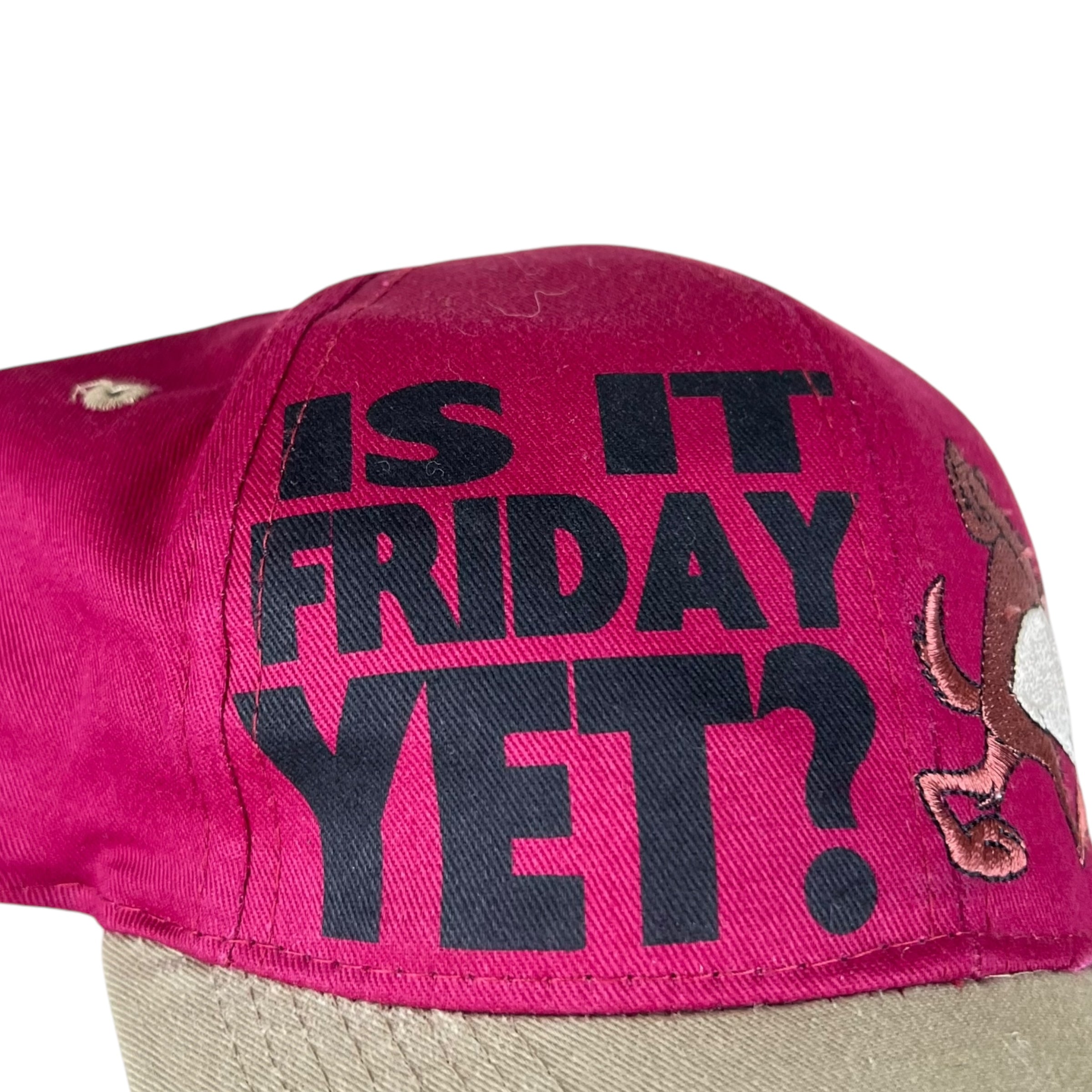 1995 Looney Tunes Embroidered Taz “Is It Friday Yet?” SnapBack Maroon