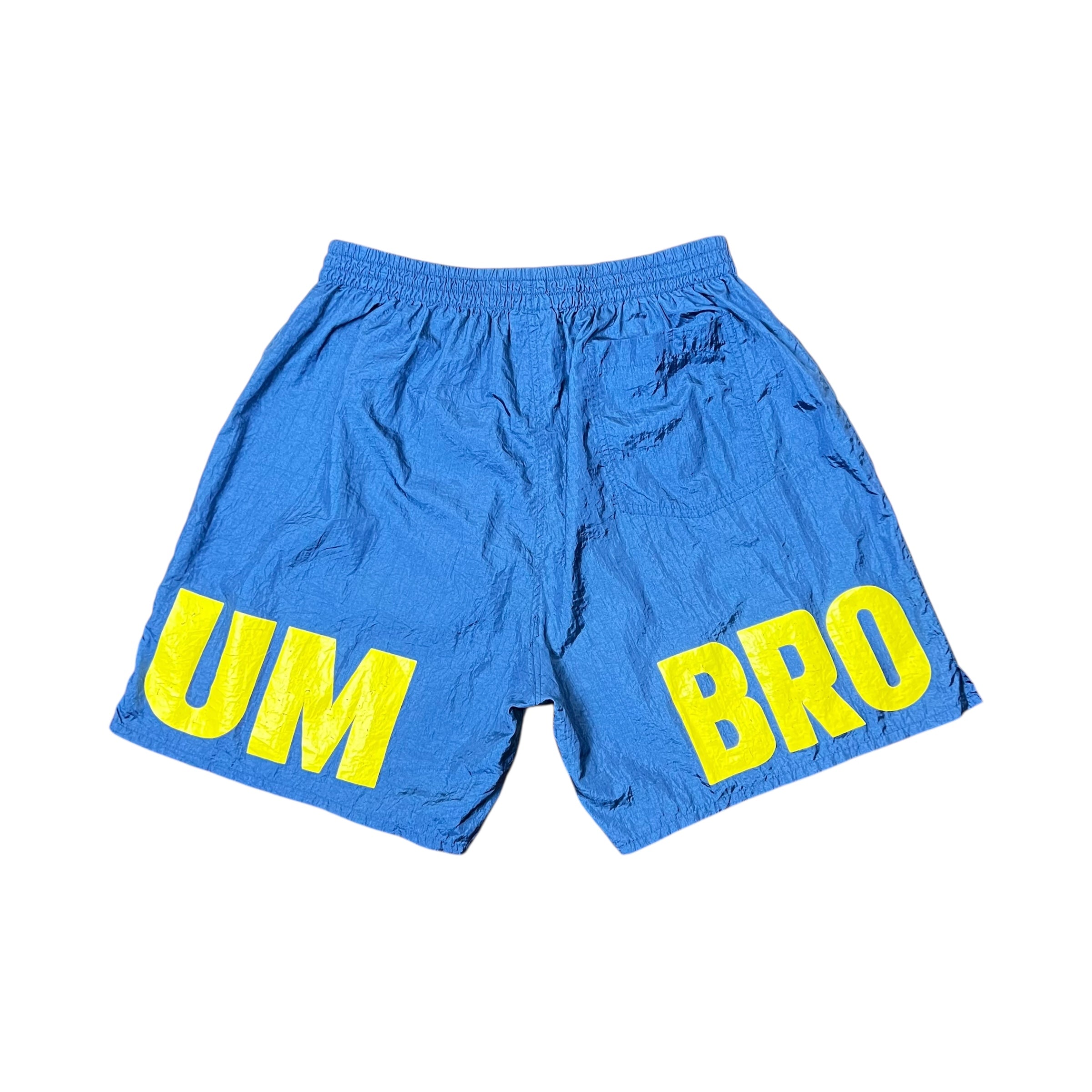 Vintage Umbro Spellout Nylon Shorts Blue/Gold