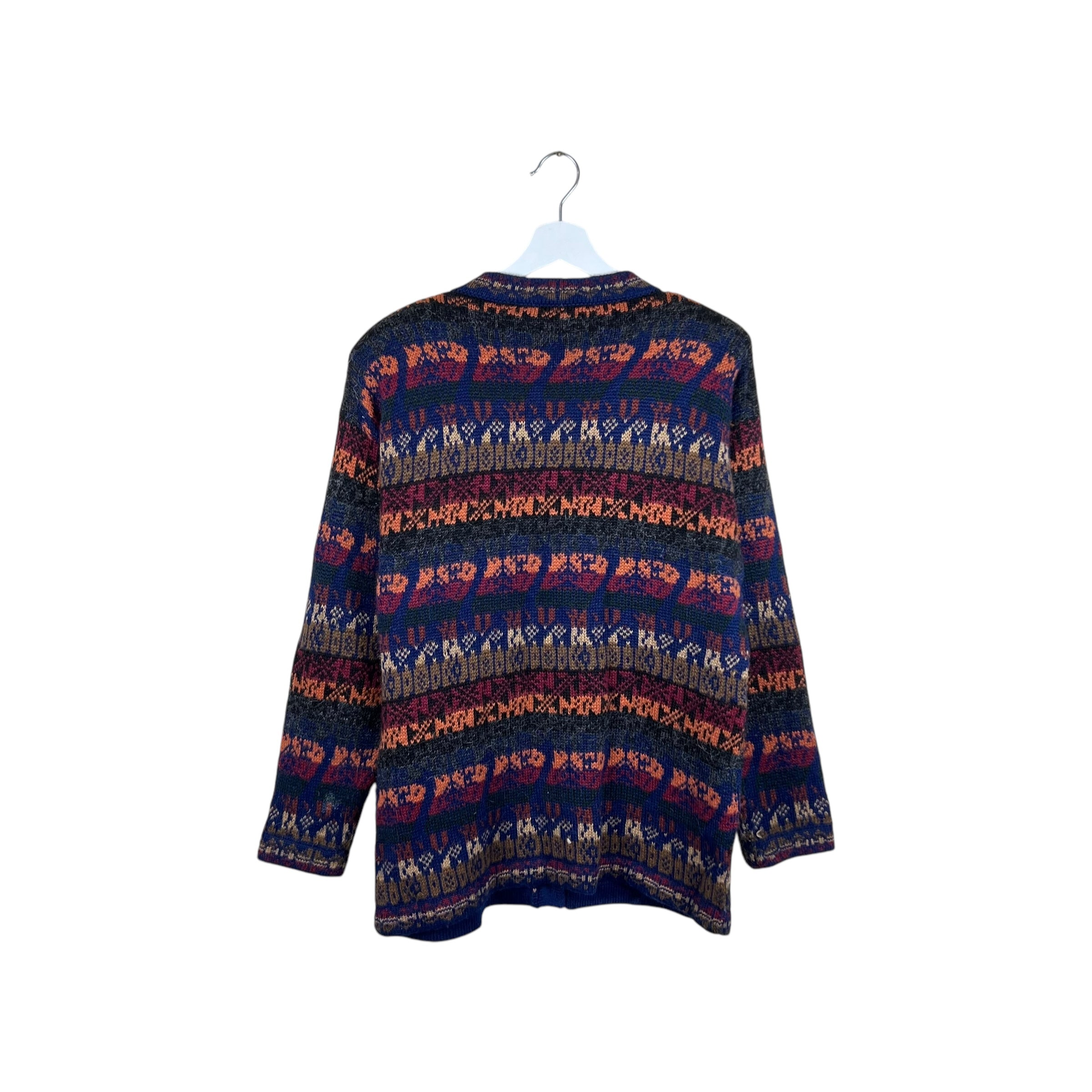 Vintage Alpaca Designs Women’s Wool Pattern Cardigan Navy