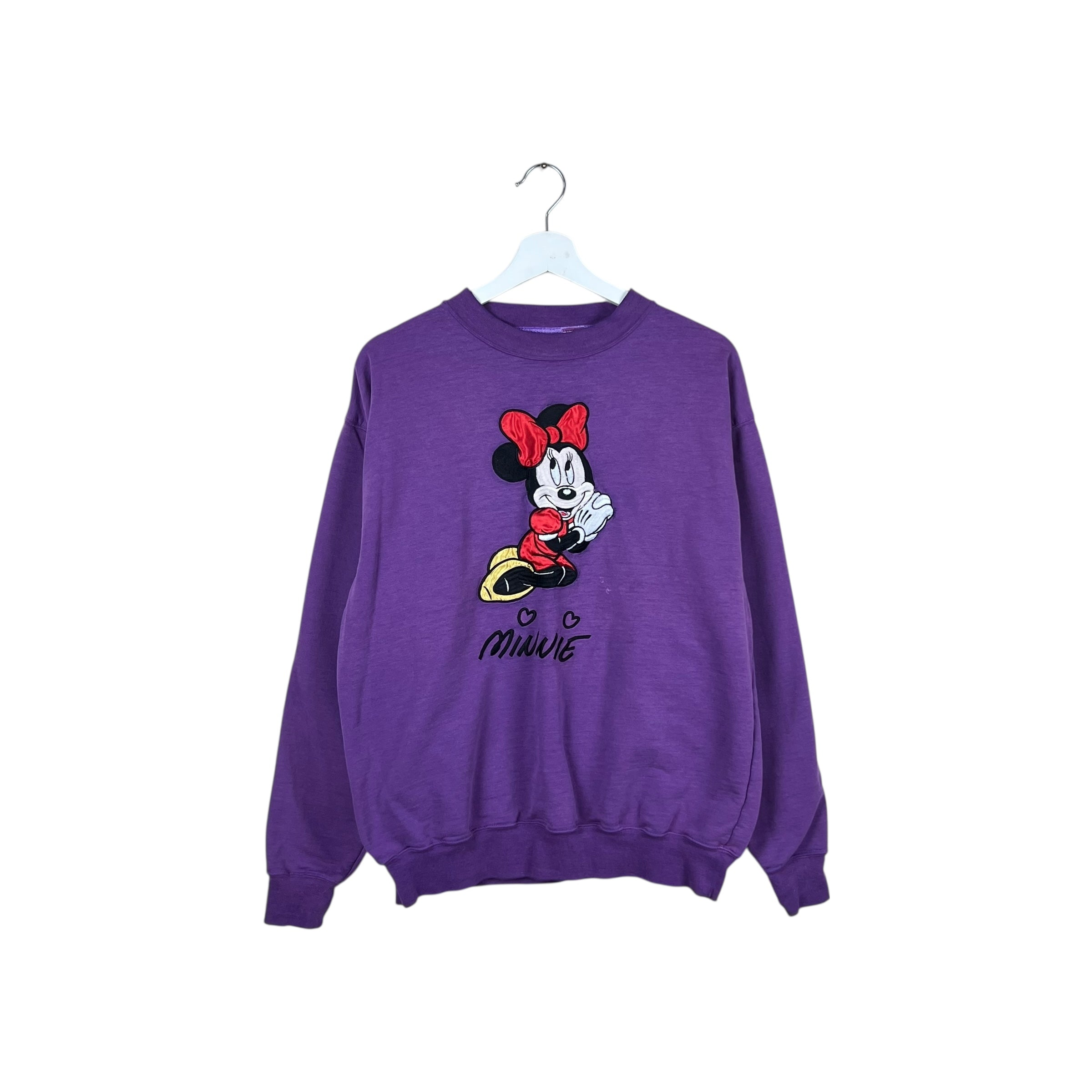 Vintage Mickey Inc Minnie Embroidery Crewneck Washed Lilac