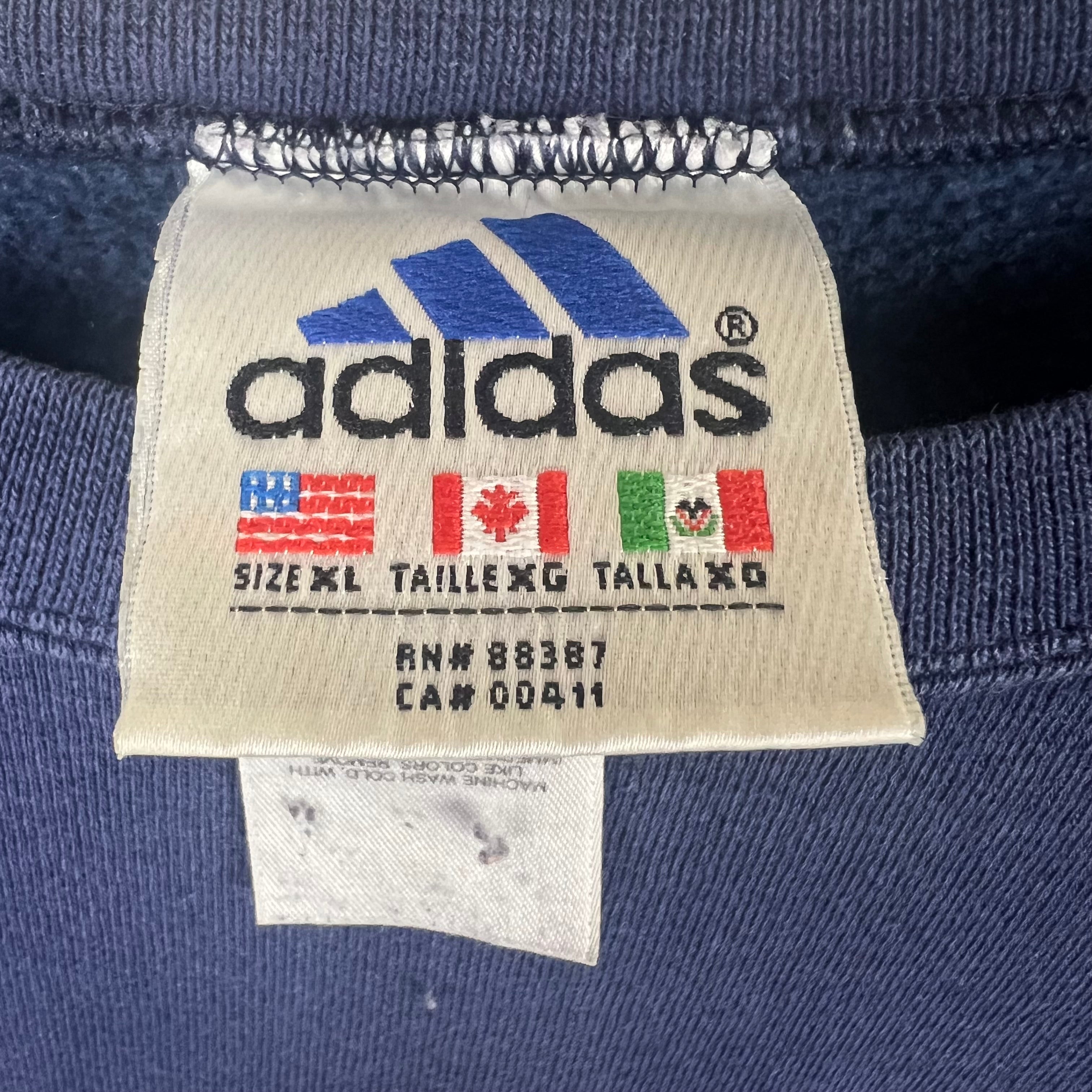 Vintage Adidas Embroidered Logo Crewneck Navy Blue