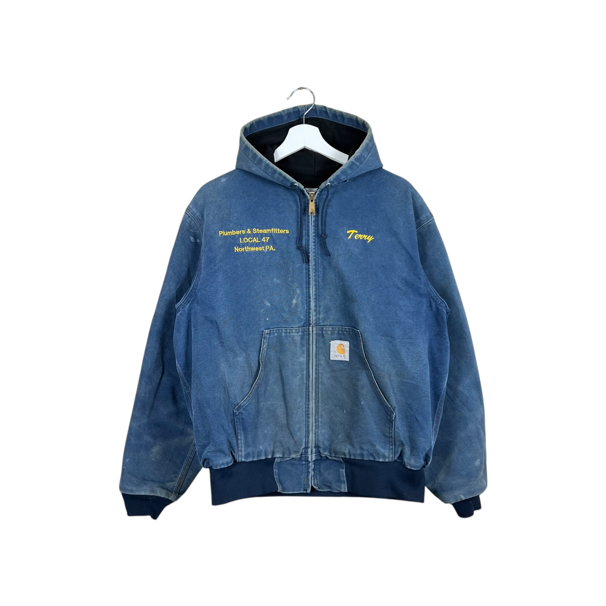 Vintage Carhartt Insulated Hooded Active Jacket Sun Faded Blue