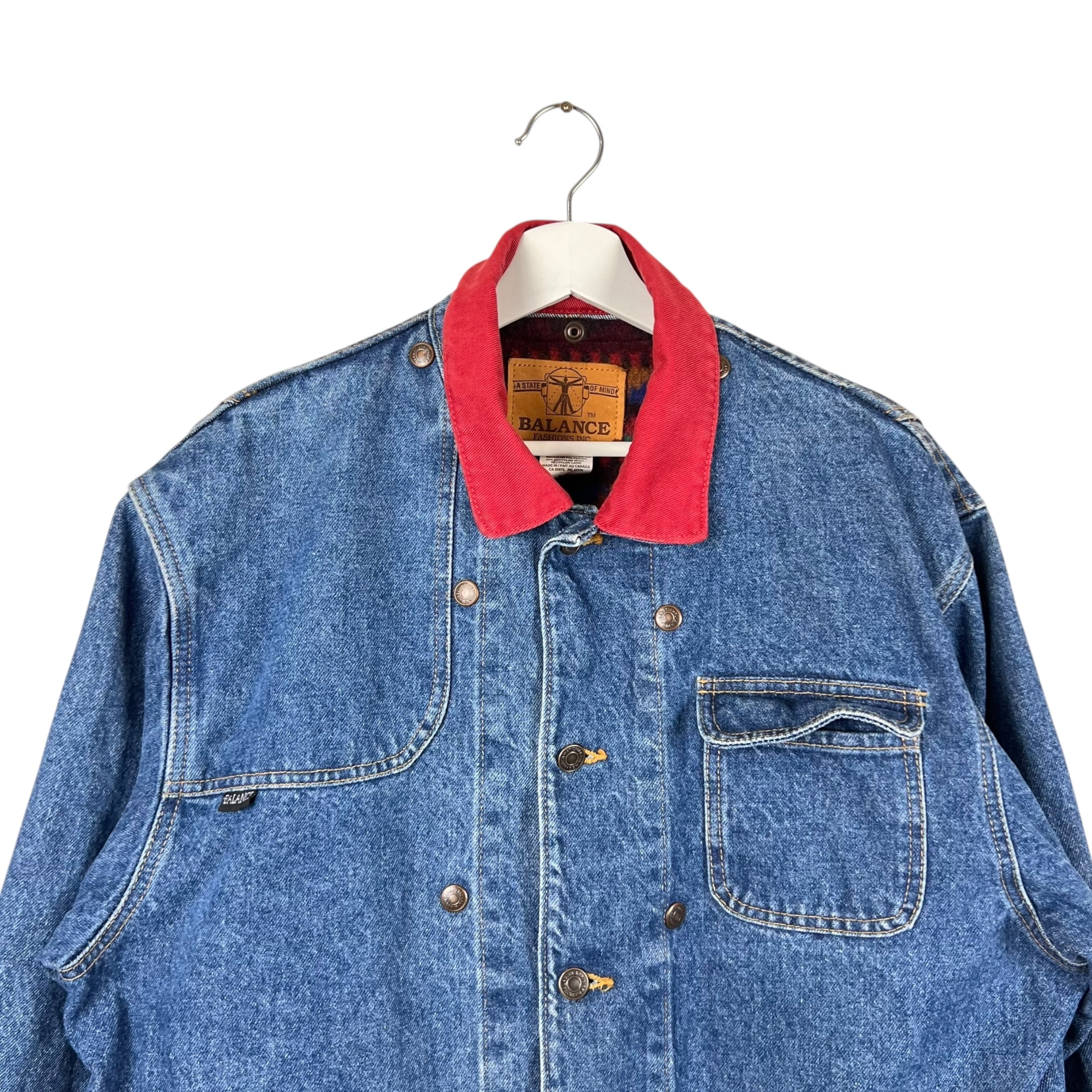 Vintage Balance Fashions Aztec Insulated Denim Jacket Mid Wash