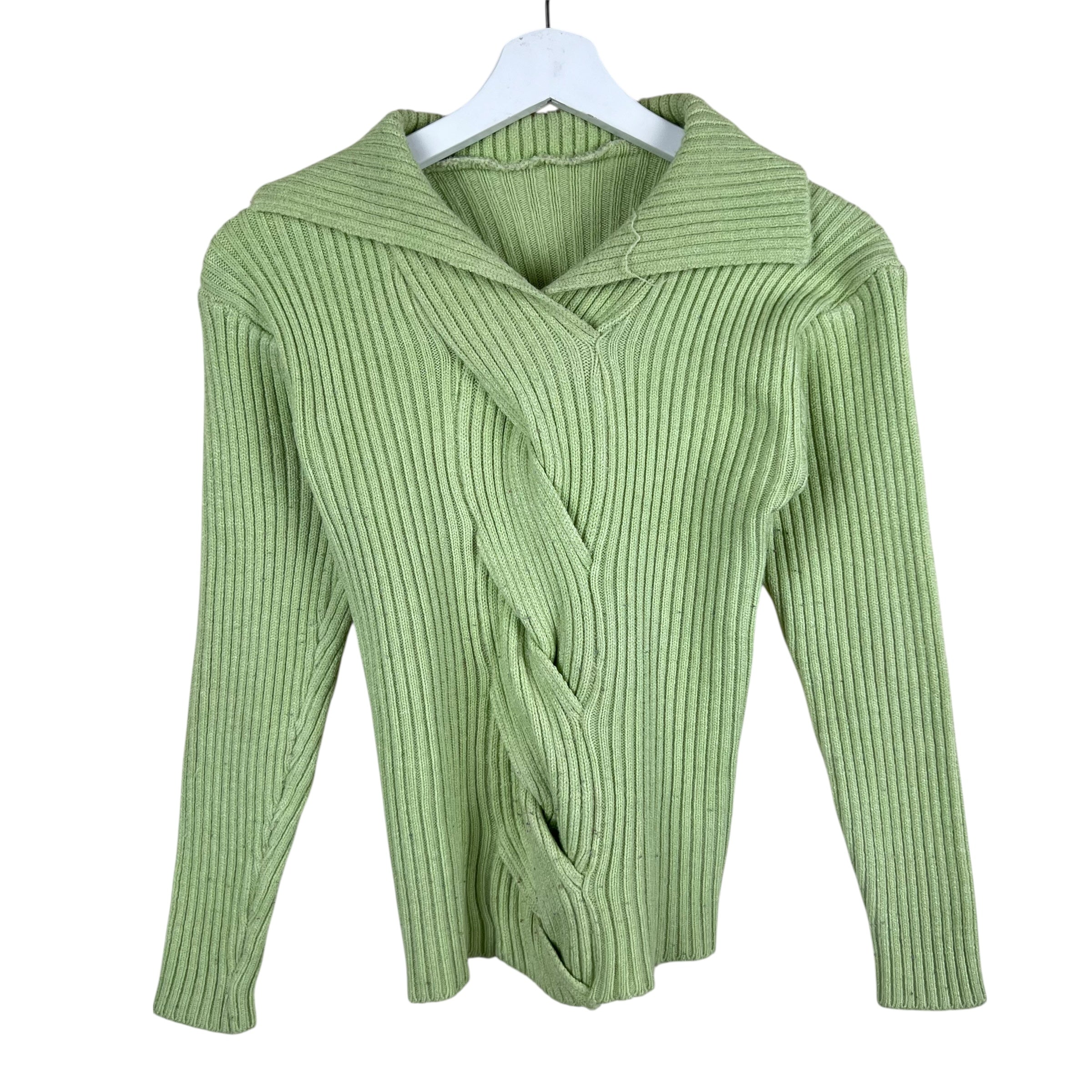 Vintage Women’s Braided Knit Top Light Green