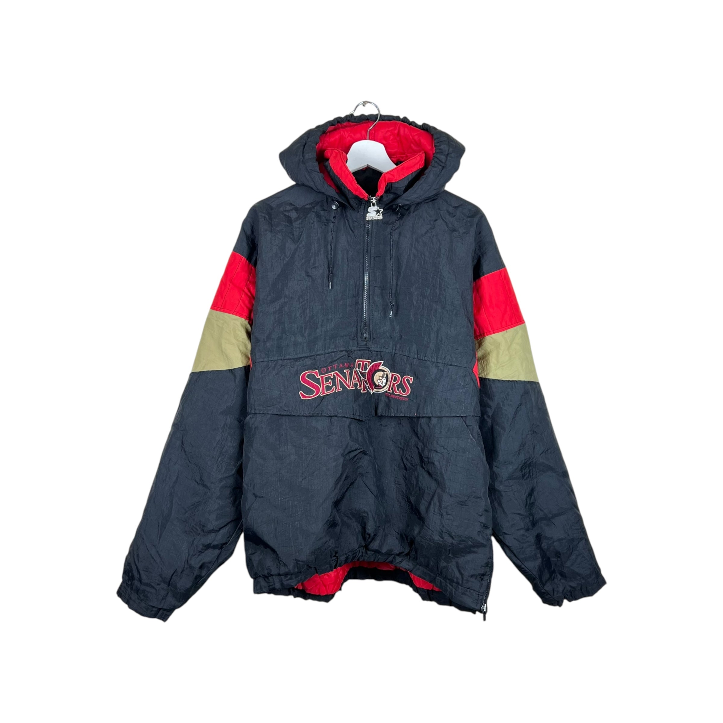 Vintage Starter NHL Ottawa Senators Half Zip Puffer Jacket Black
