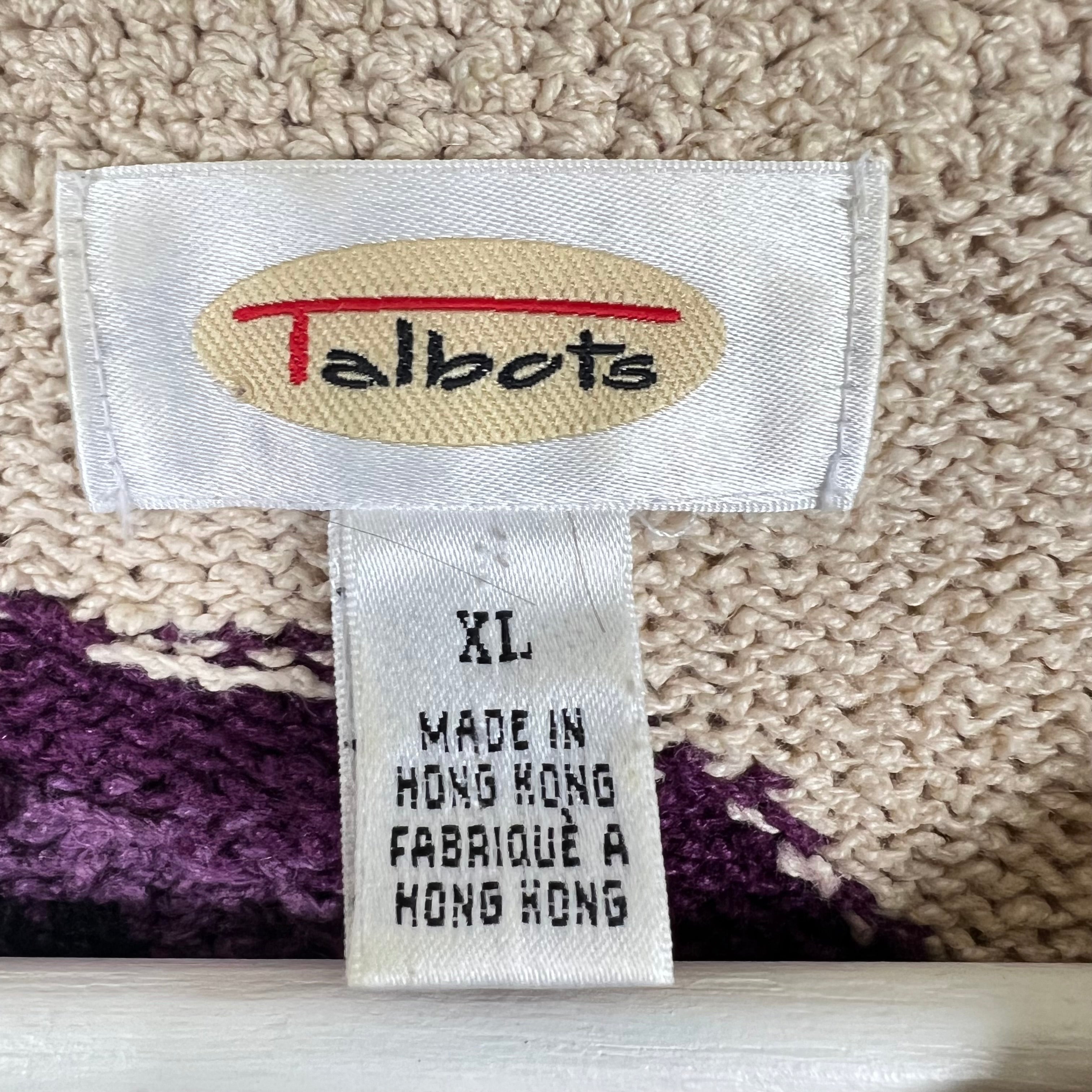 Vintage Talbots Women’s Handknit Fruits Pattern Cardigan Cream