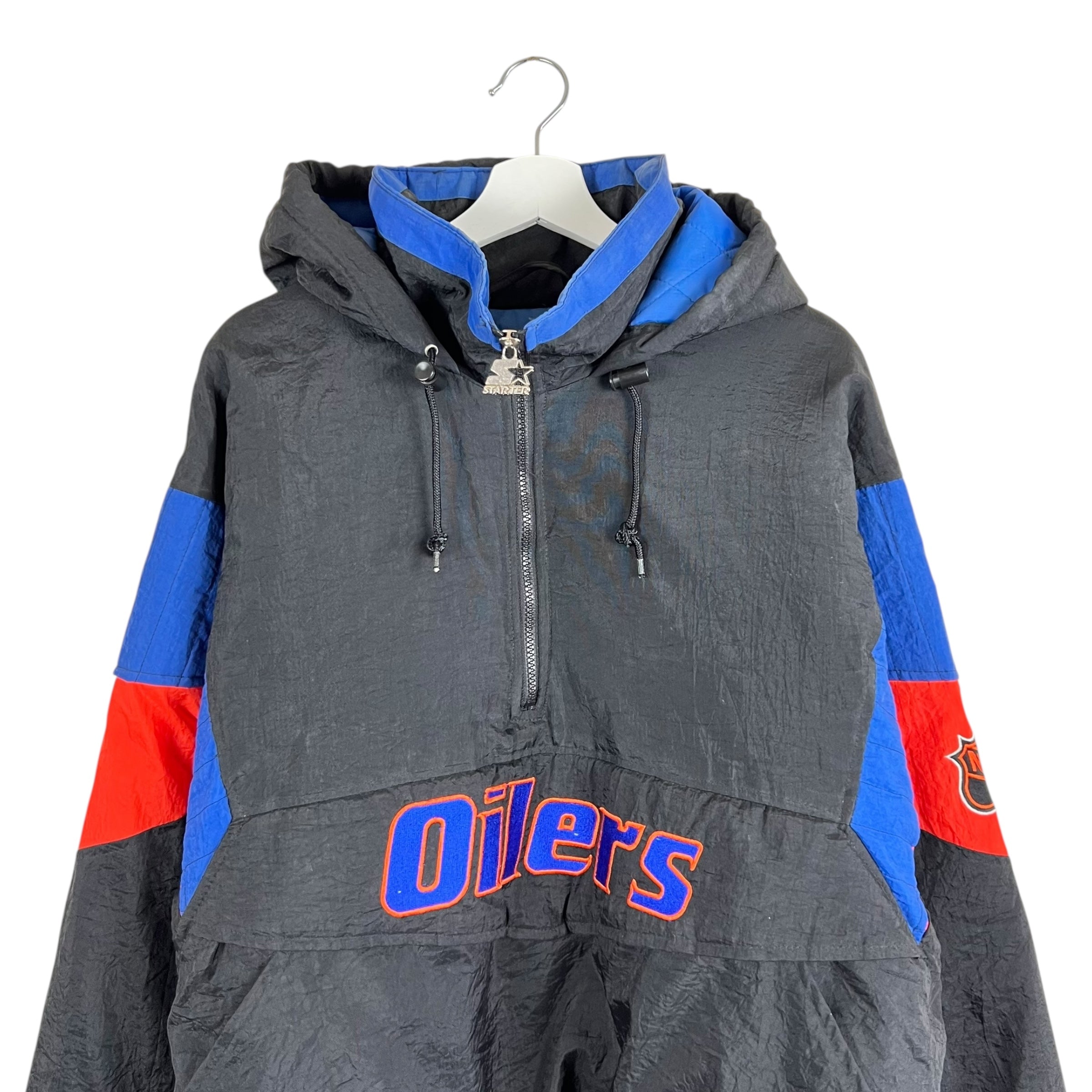 Vintage Starter Edmonton Oilers Logo Kangaroo Pouch Puffer Jacket