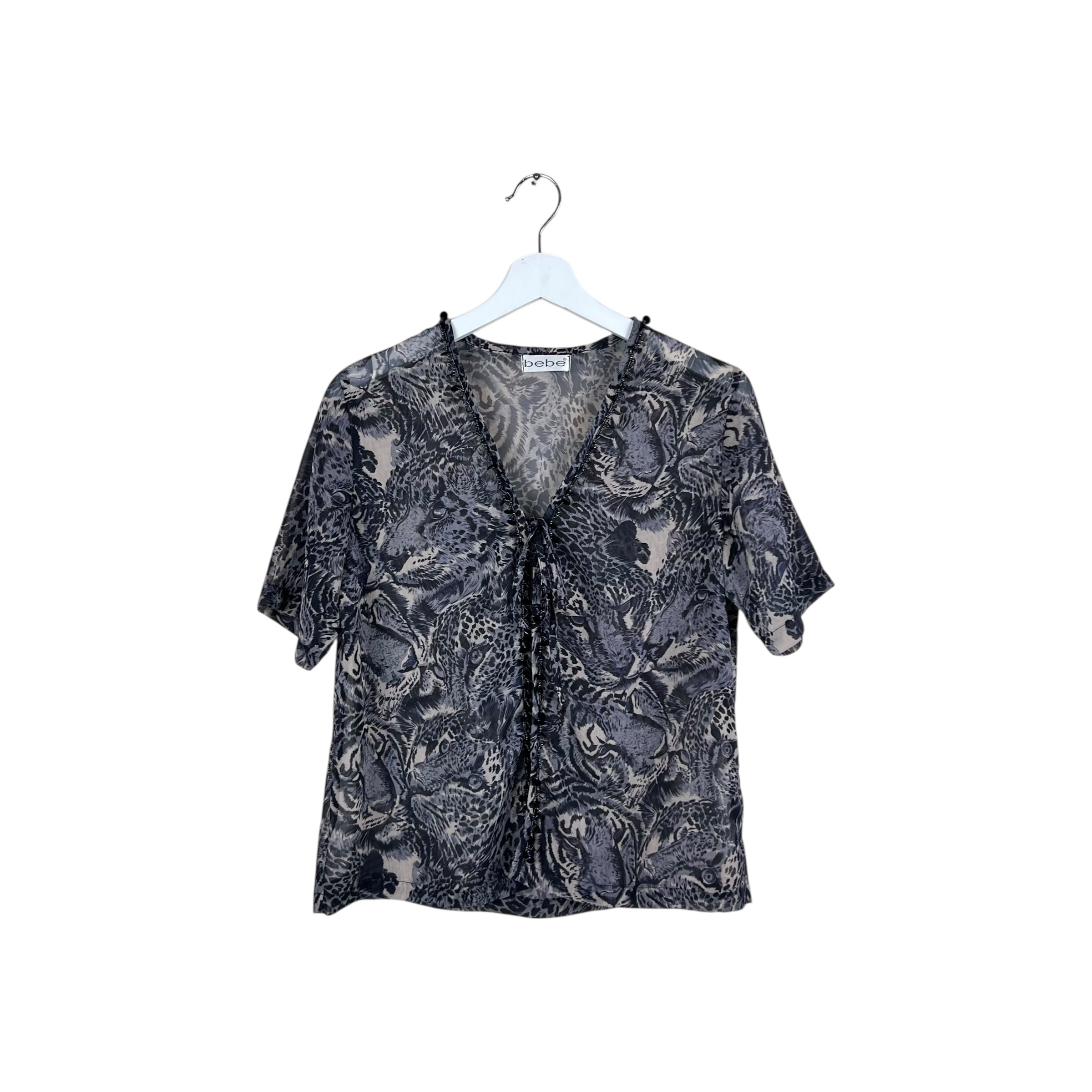 Vintage Bebe Women’s Animal Print Blouse Gray