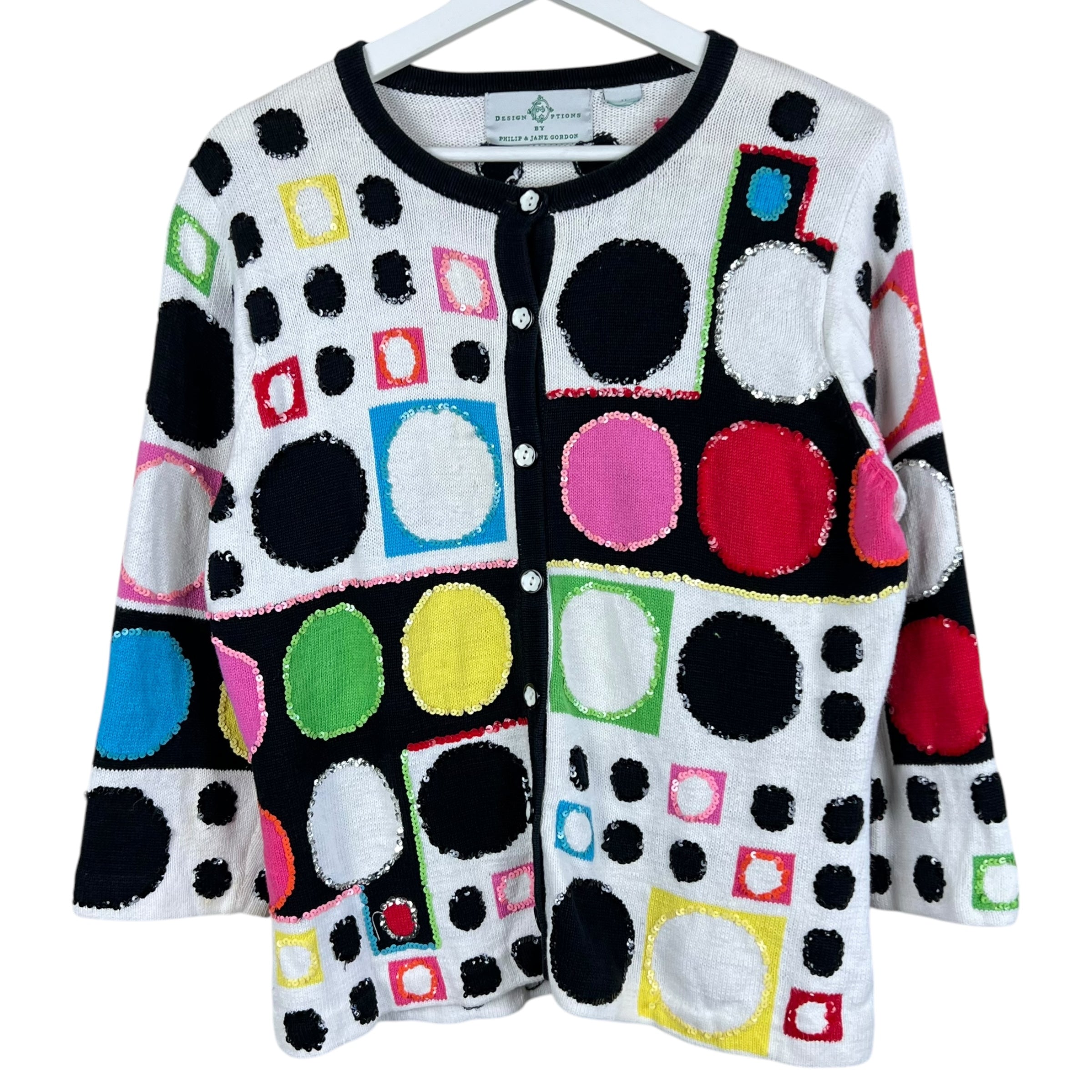 Vintage Design Options Women’s Bedazzled Multi Design Cardigan