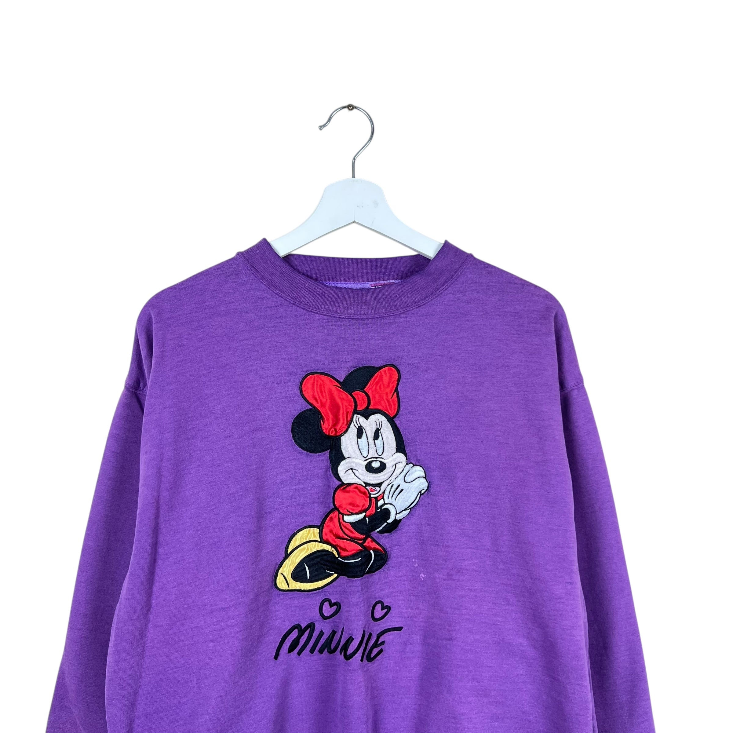 Vintage Mickey Inc Minnie Embroidery Crewneck Washed Lilac