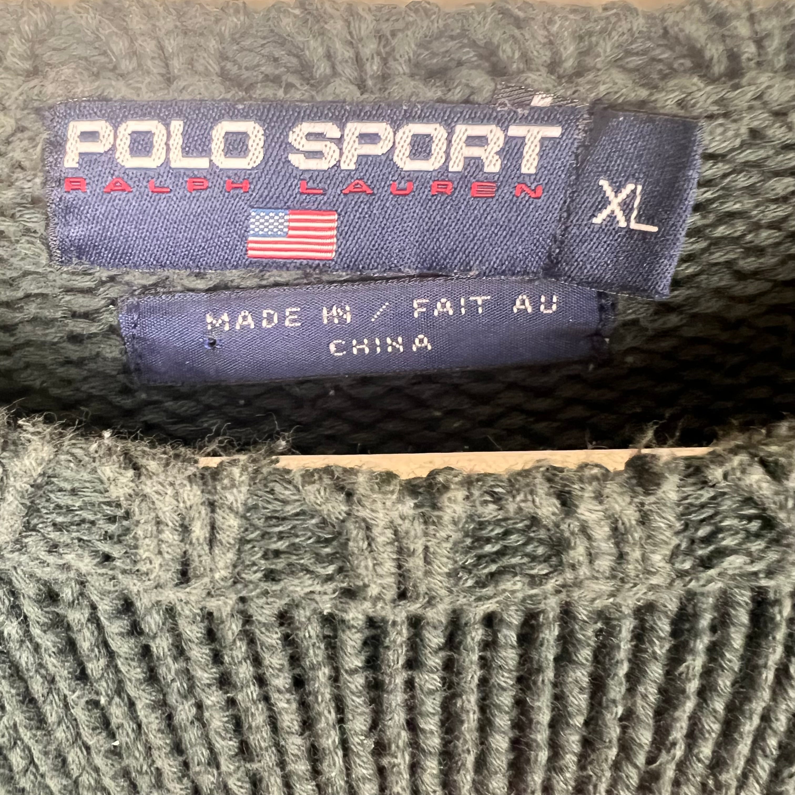 Vintage Polo Sport By Ralph Lauren Women’s American Flag Knit Forest Green