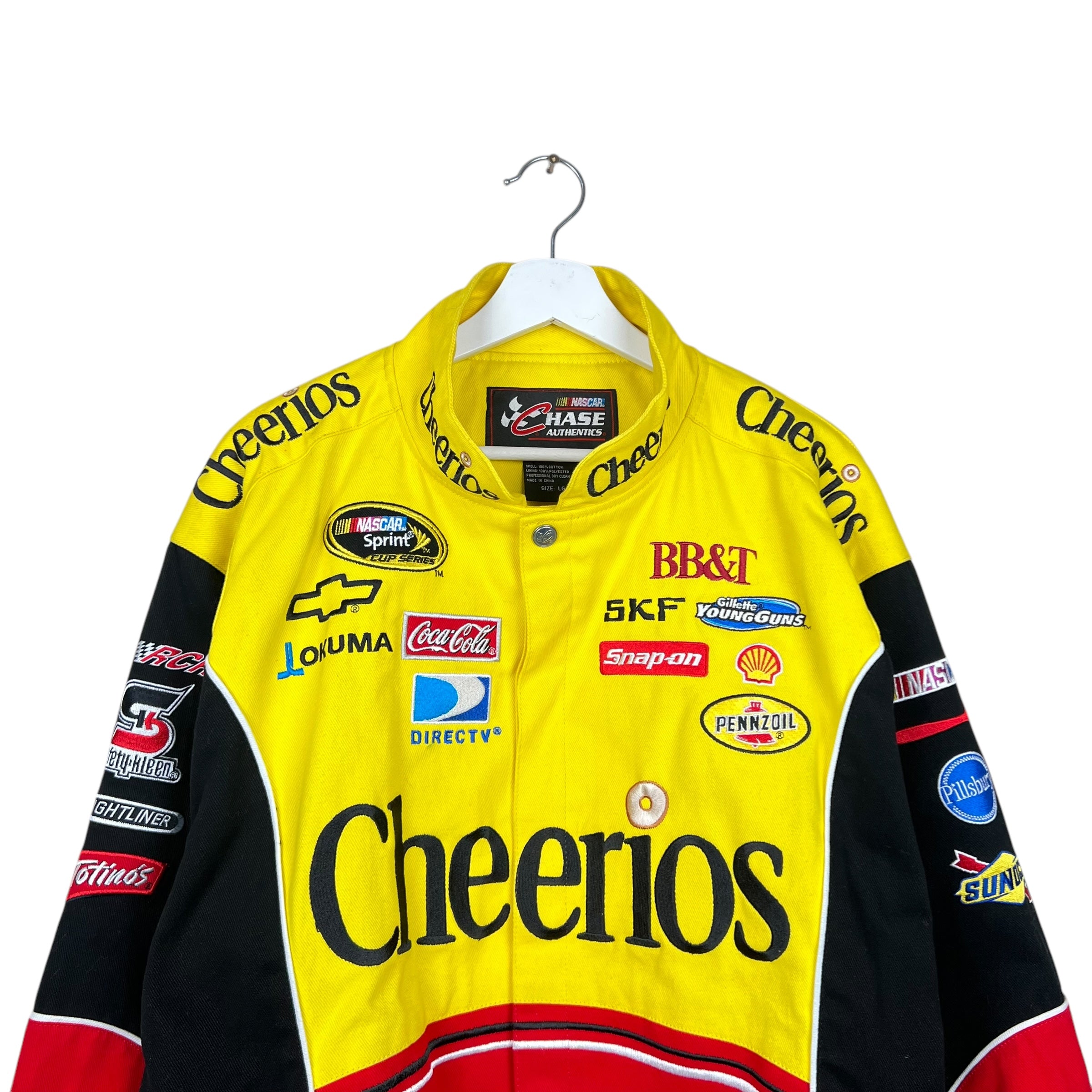Vintage Chase Authentics NASCAR Clint Bowyer Cheerios Racing Jacket Yellow
