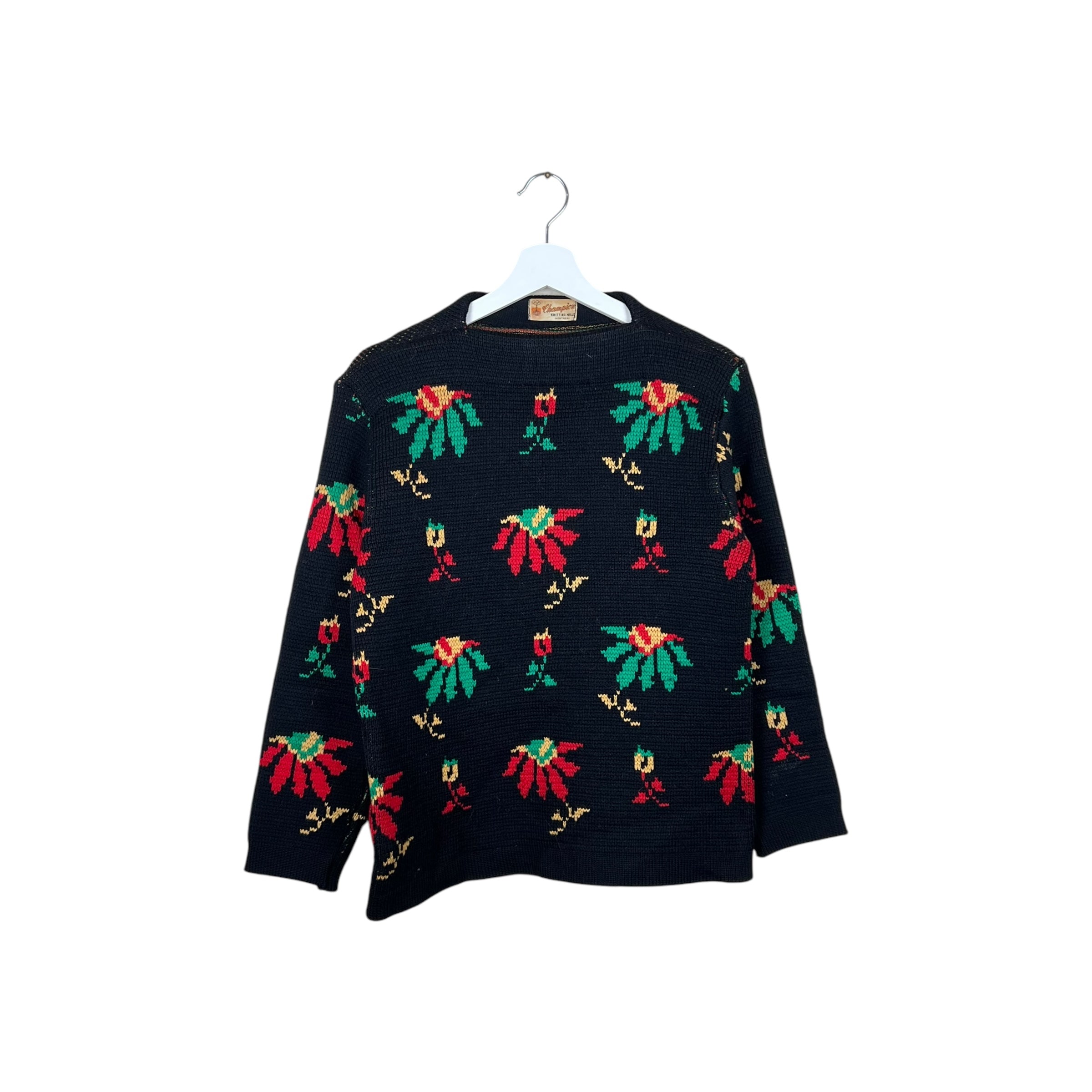 1970’s Champion Women’s Flower Pattern Knit Black