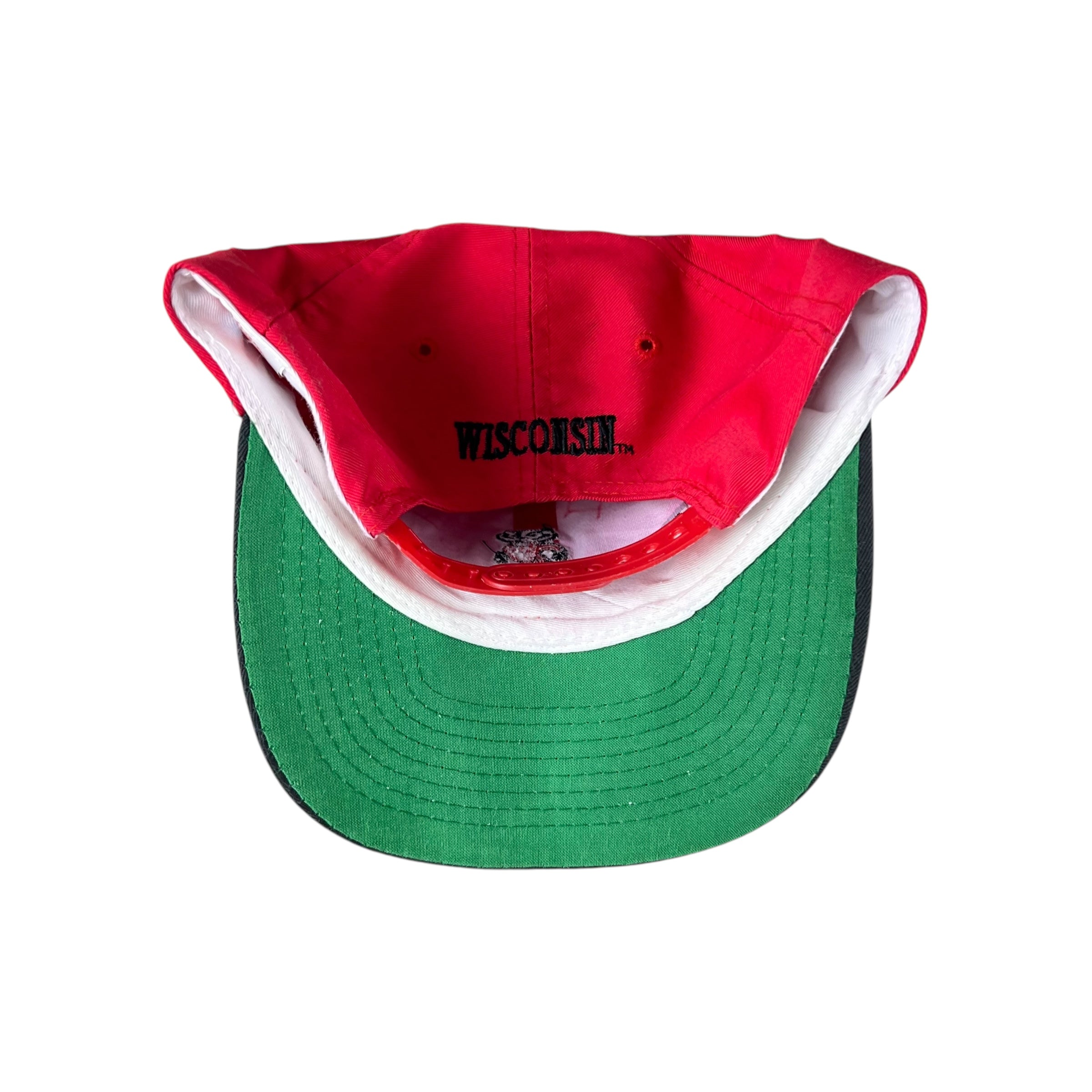 Vintage Wisconsin Badgers Spellout Logo SnapBack Red/Black