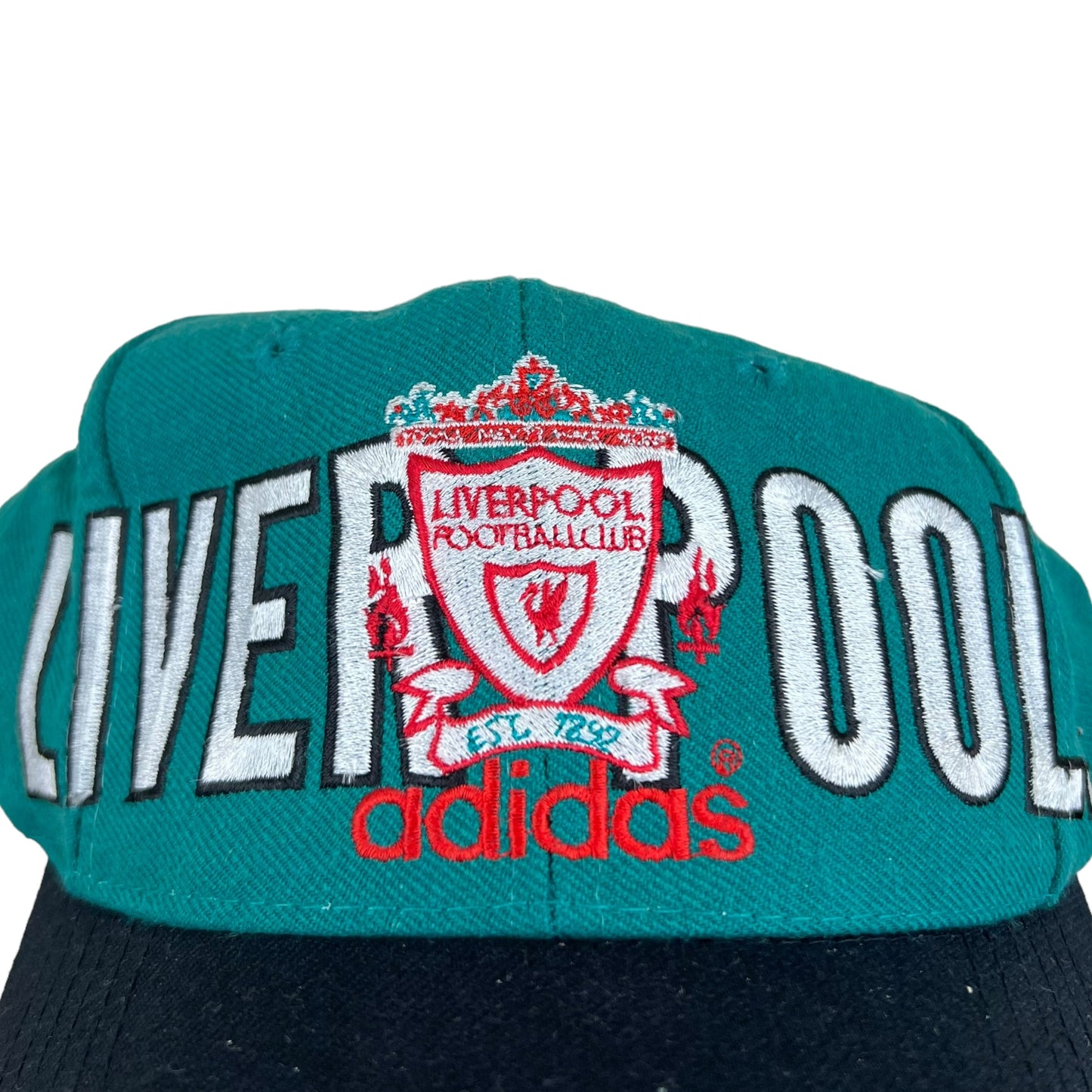 Vintage Adidas Liverpool Football Club Spellout SnapBack Teal