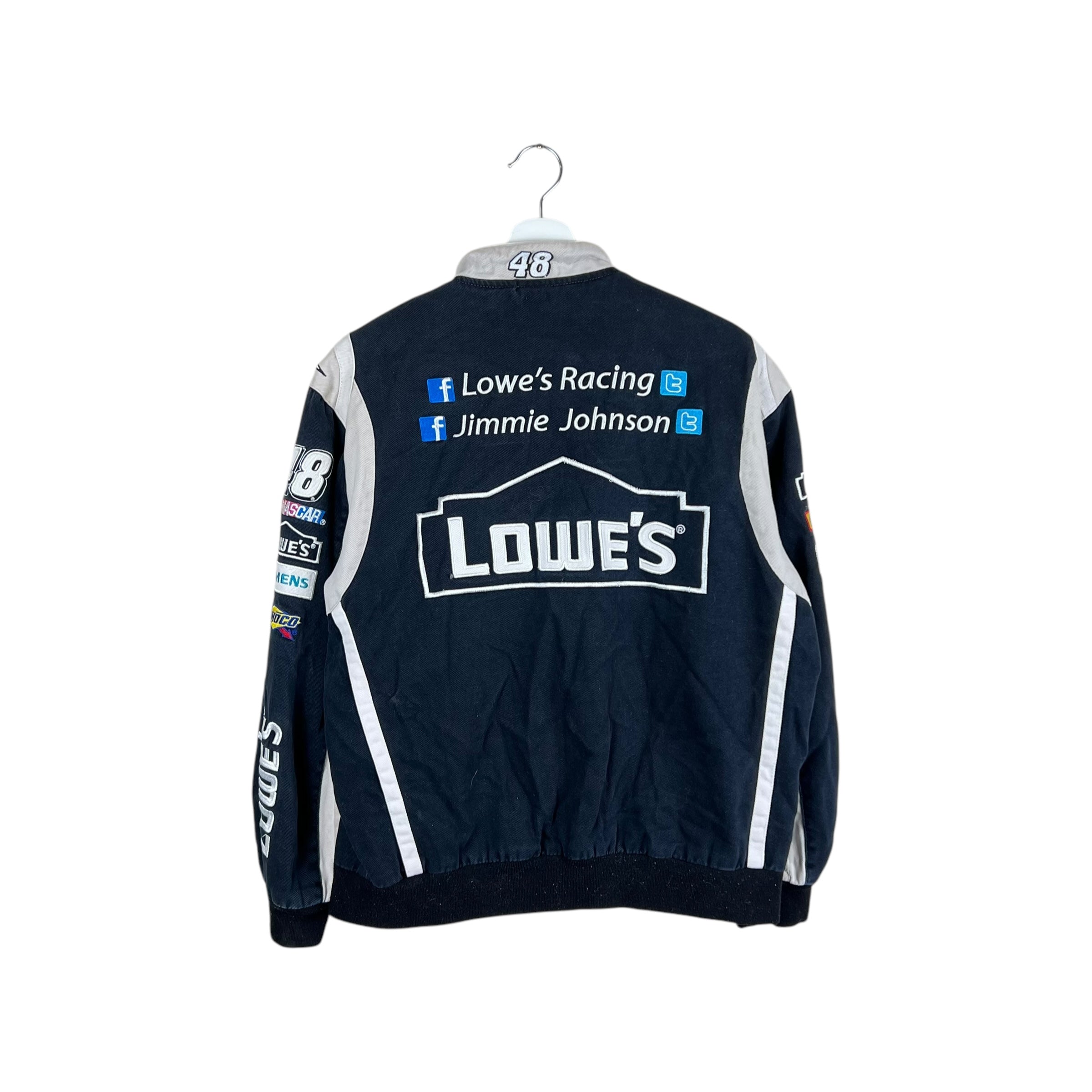 Vintage Jeff Hamilton NASCAR Jimmie Johnson Lowes Racing Jacket Grey/Blue