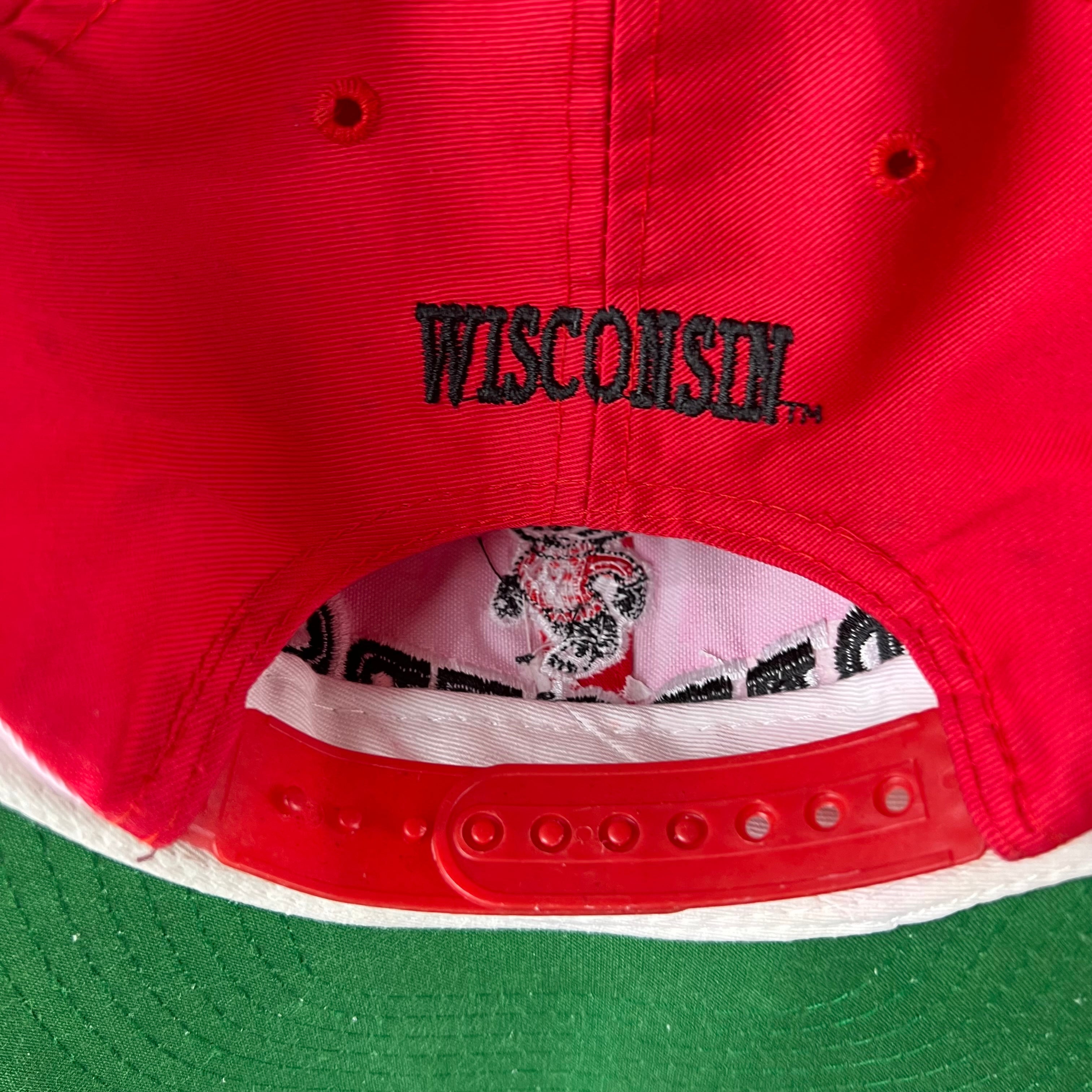Vintage Wisconsin Badgers Spellout Logo SnapBack Red/Black