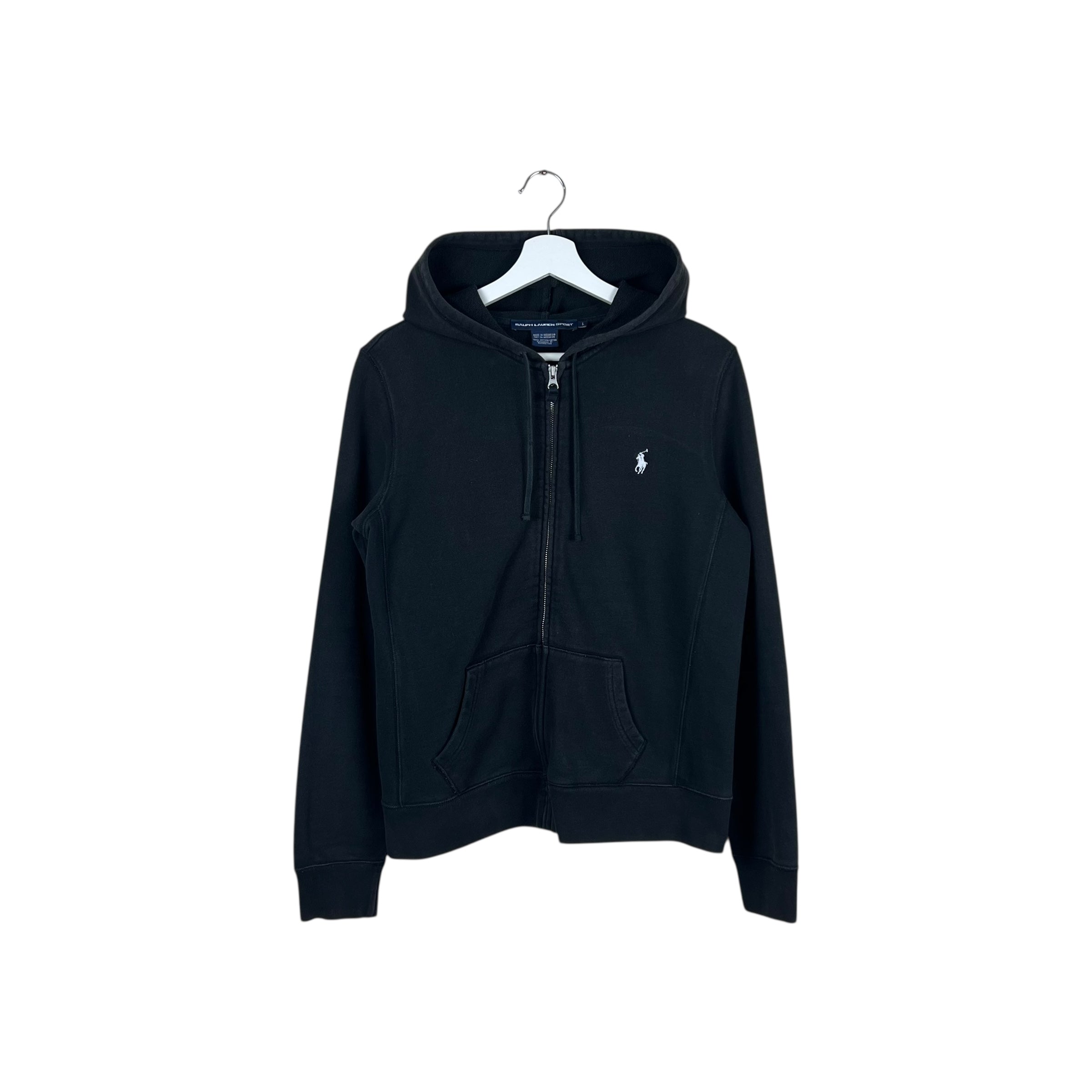 Vintage Ralph Lauren Sport Women’s Logo Full Zip Hoodie Black