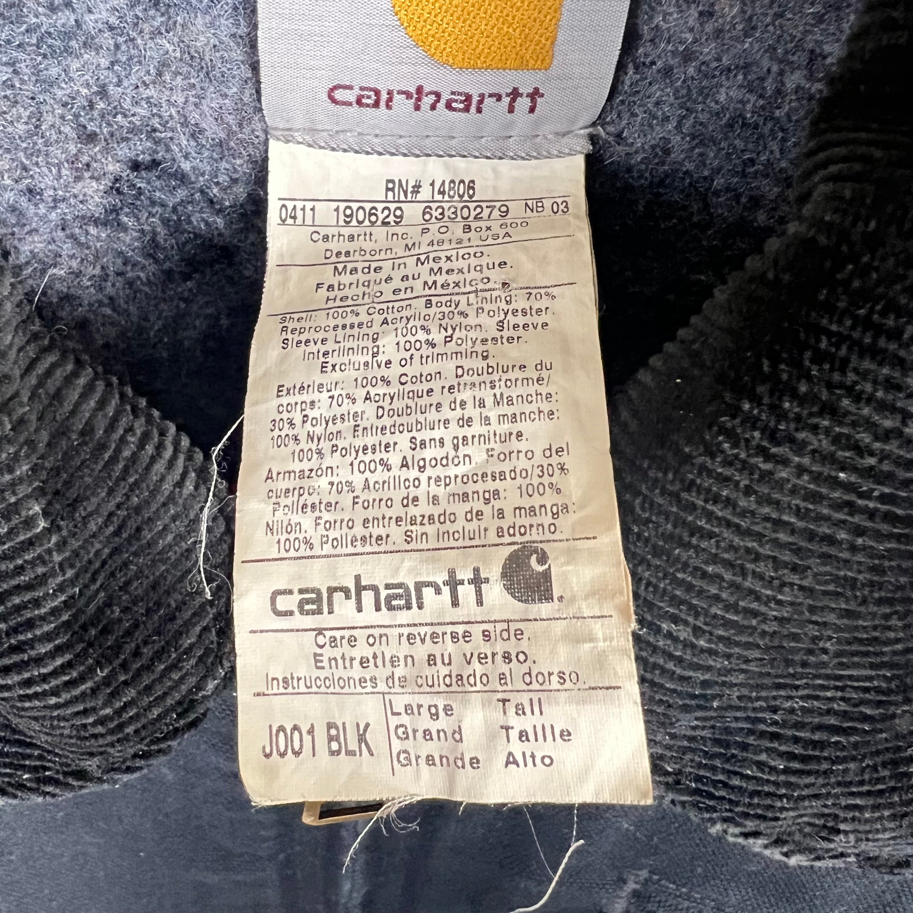 Vintage Carhartt Blanket Lined Detroit Jacket Black