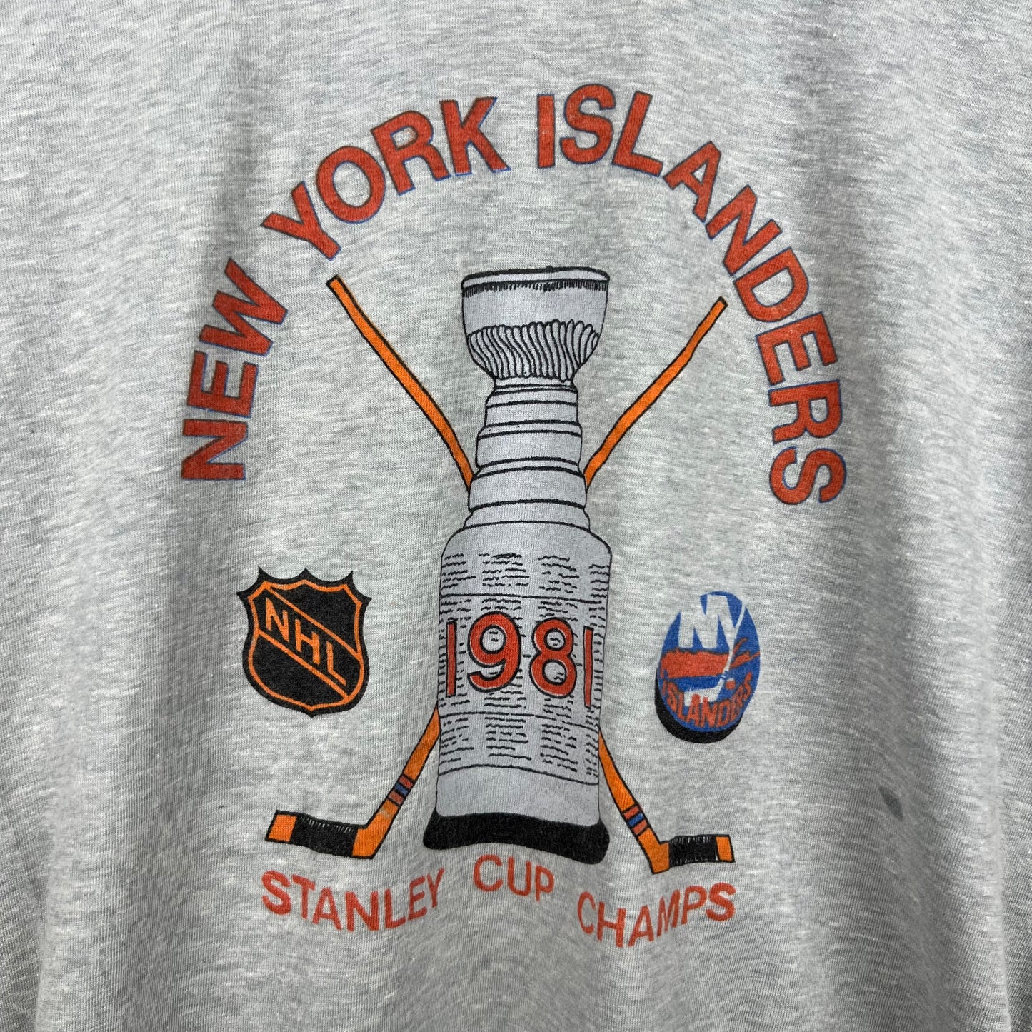 1981 New York Islanders Stanley Cup Championship Tee Light Grey