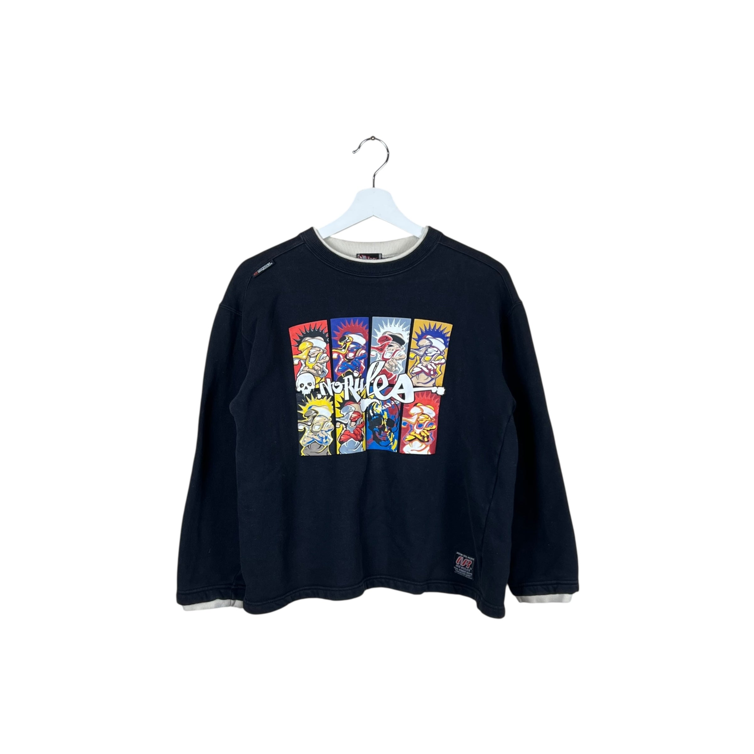 Vintage No Rules Youth Street Boys Graphic Crewneck Black