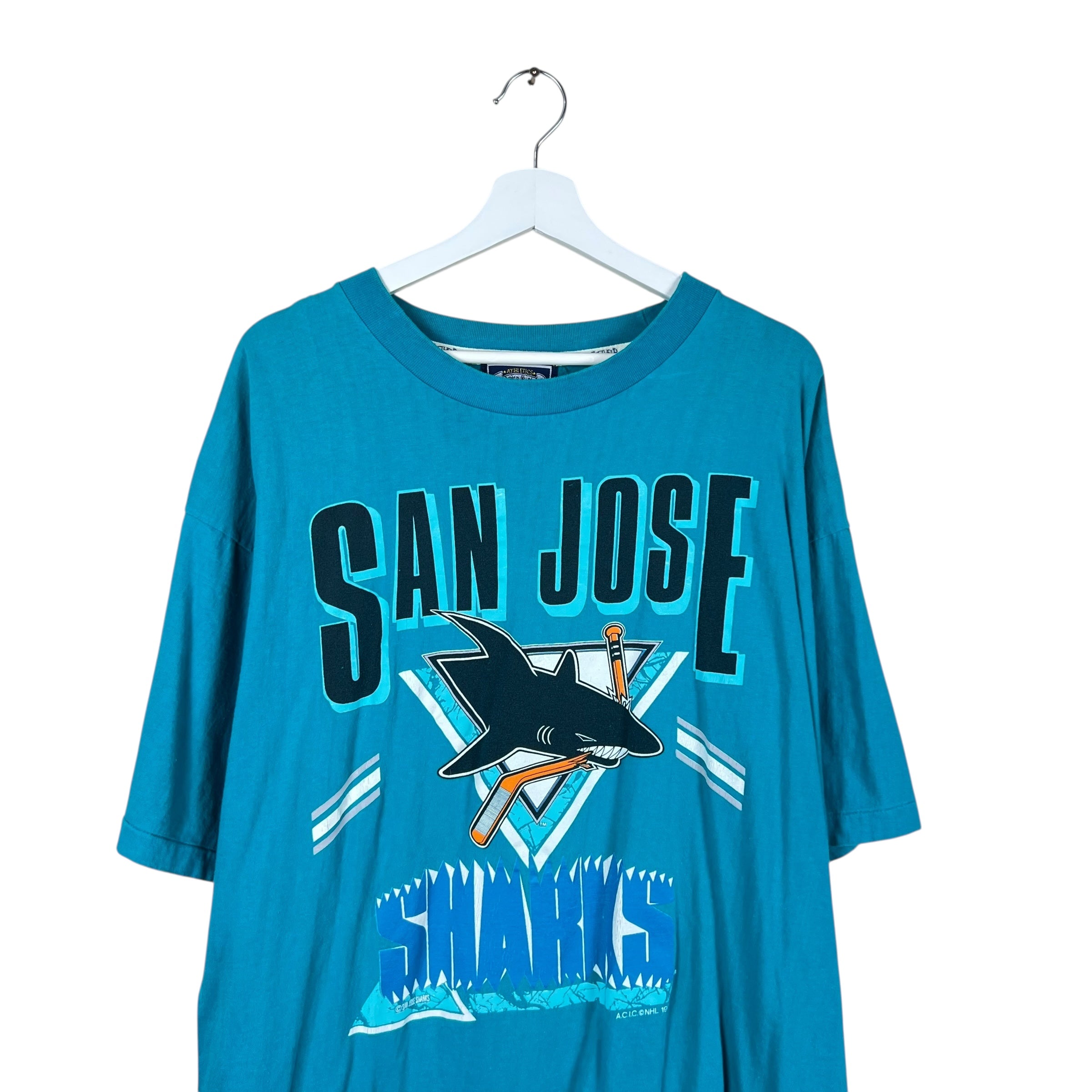 1991 Athletics Software NHL San Jose Sharks Big Logo Tee Teal