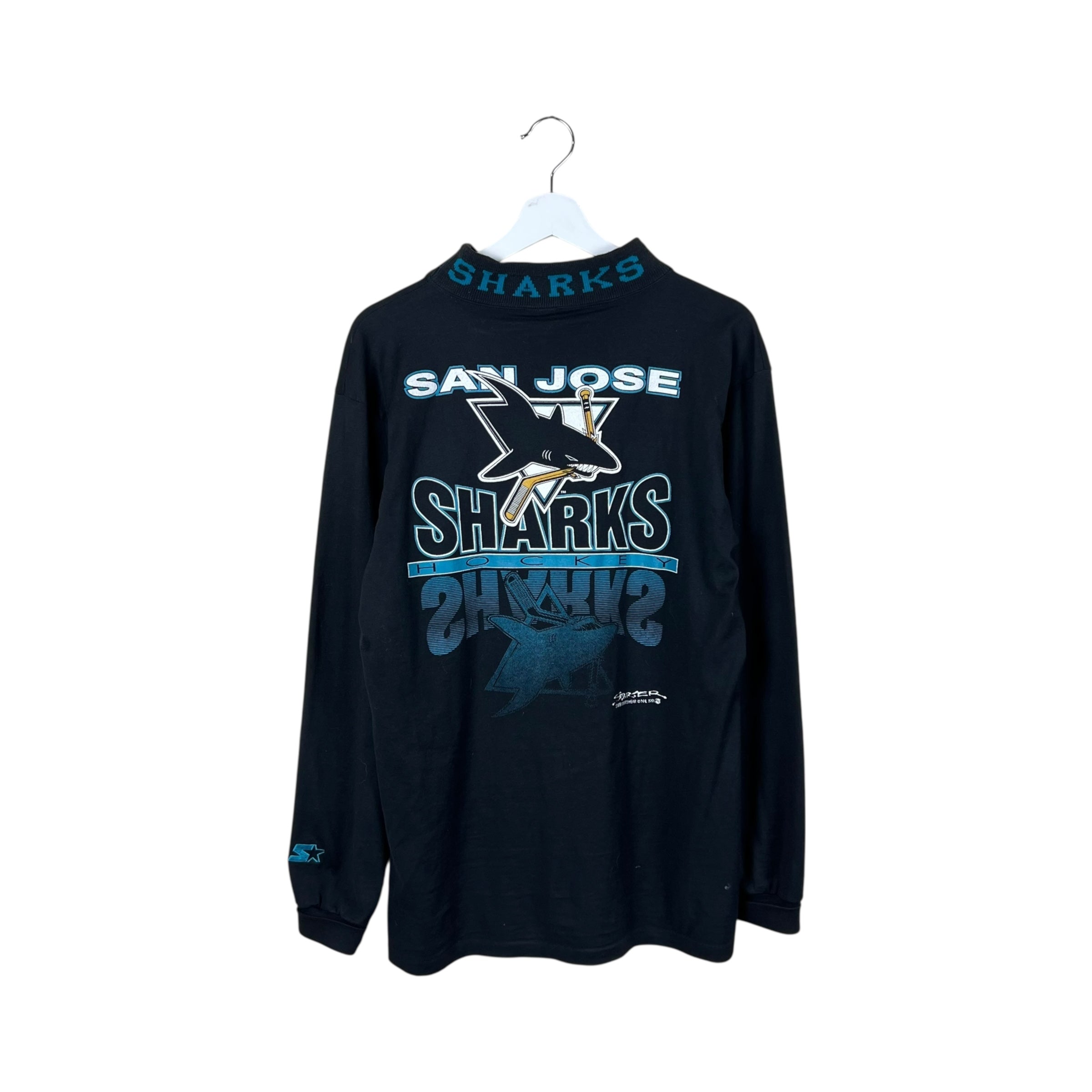 1991 Starter NHL San Jose Sharks Mock Neck Longsleeve Black