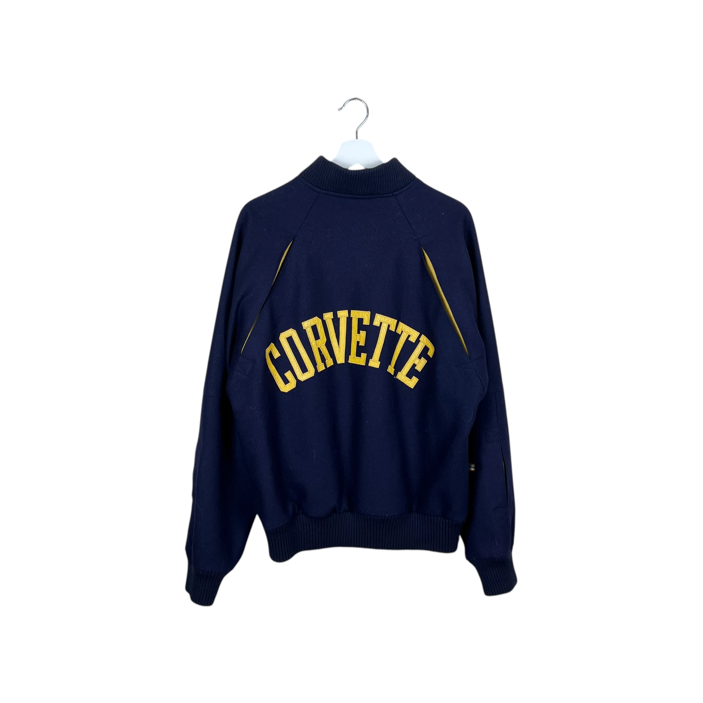 Vintage Style Auto Corvette Letterman Jacket Navy