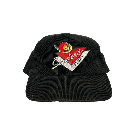 Vintage Ottawa Senators Big Logo Corduroy SnapBack Hat Black