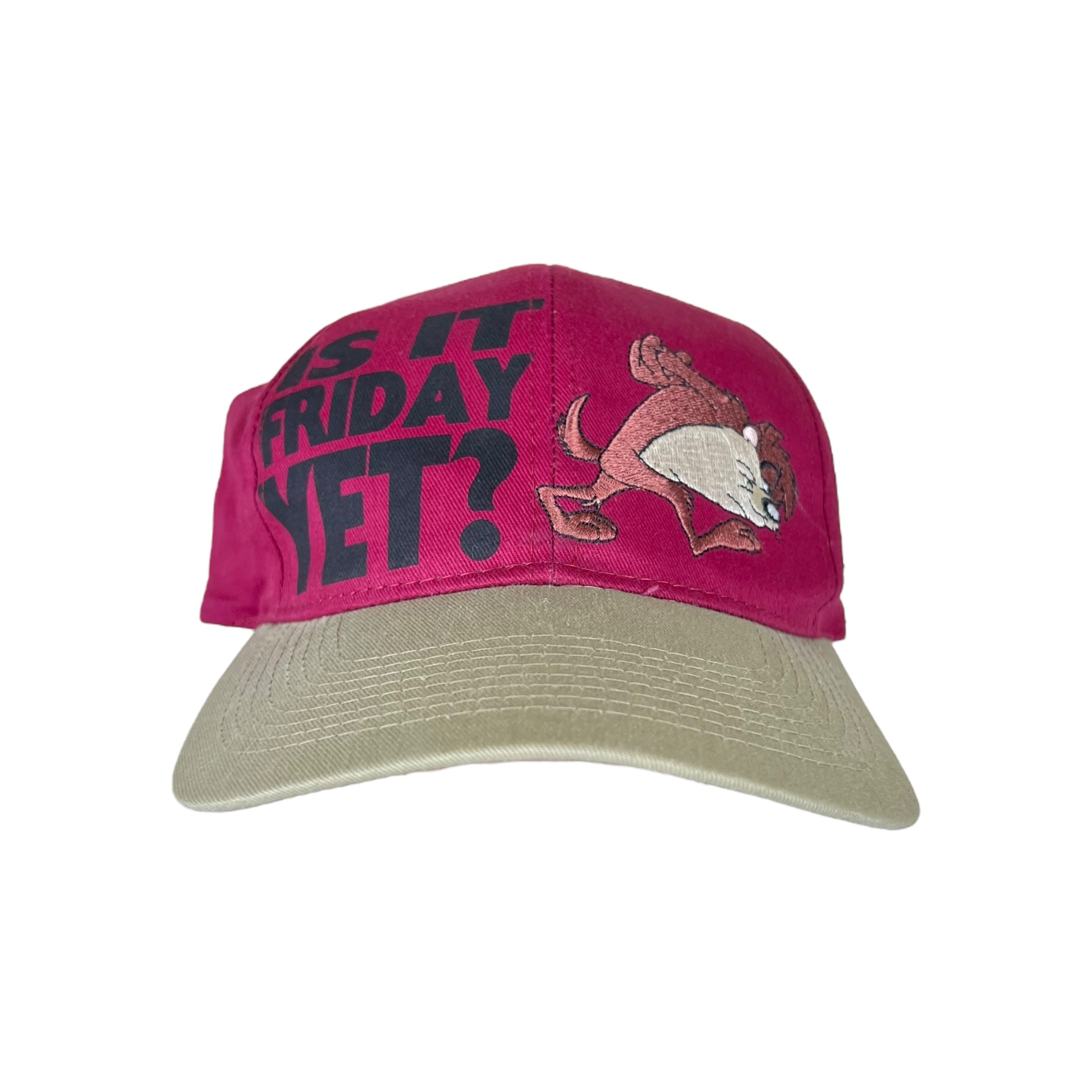 1995 Looney Tunes Embroidered Taz “Is It Friday Yet?” SnapBack Maroon