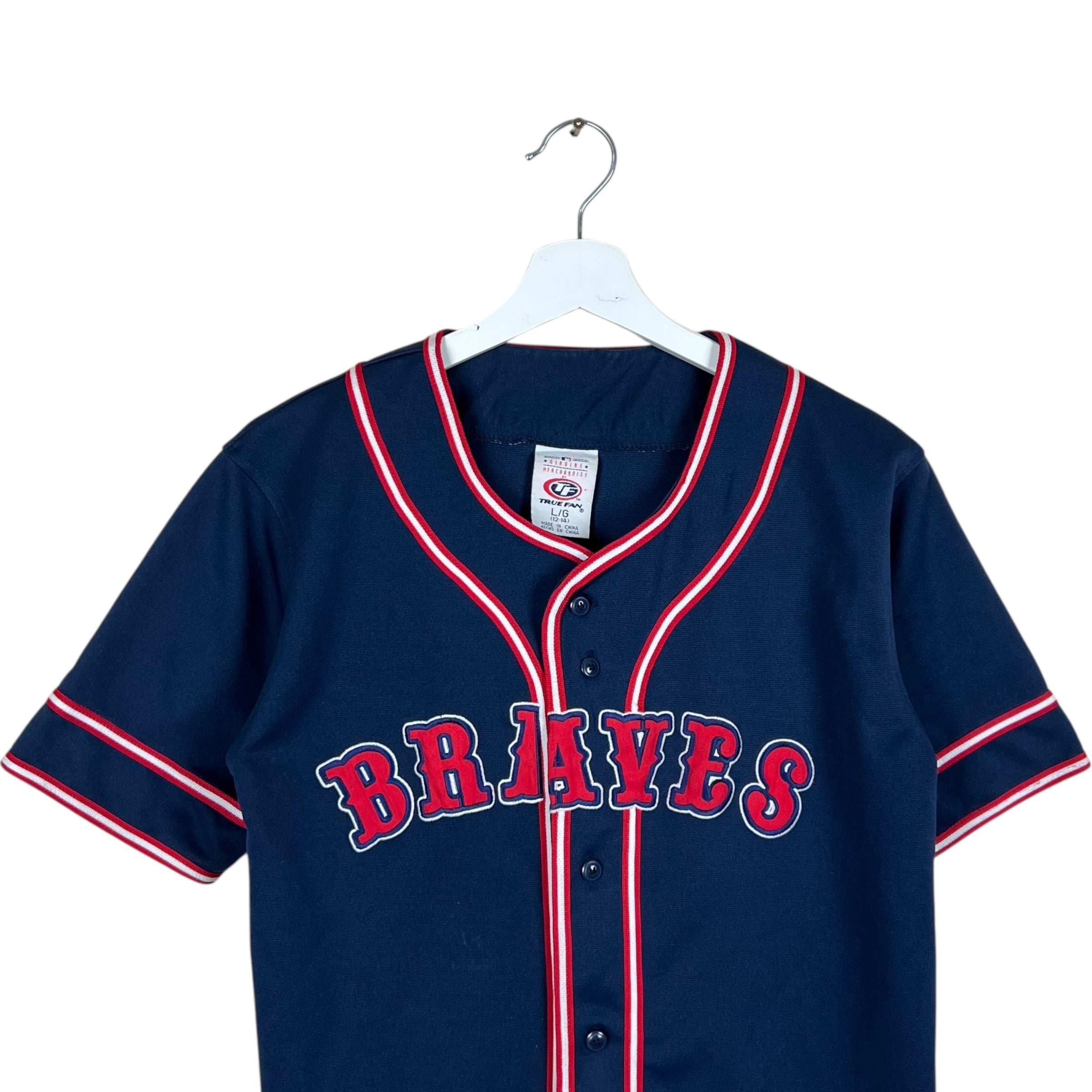 Vintage True Fan Youth Atlanta Braves Blank Throwback Jersey Navy