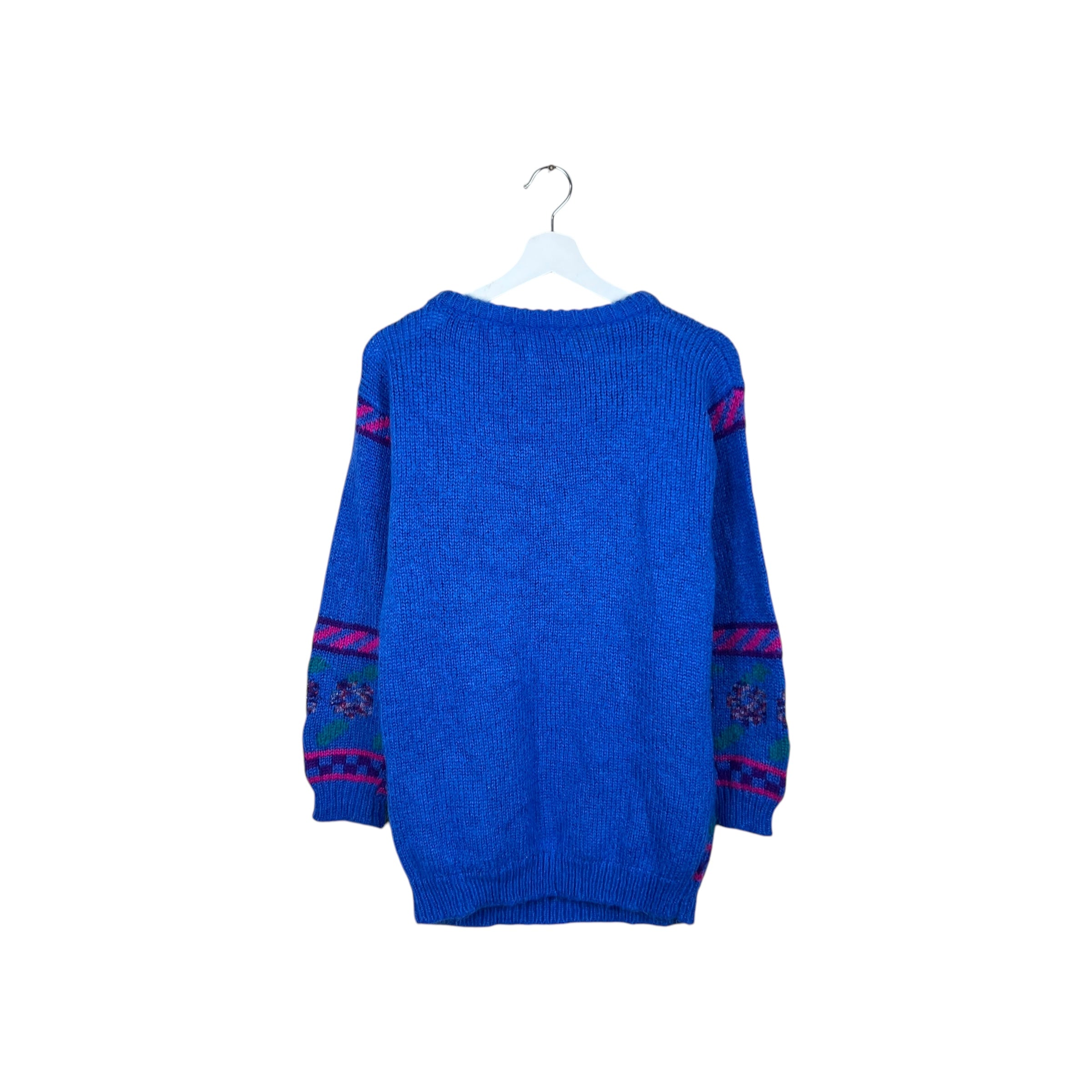 Vintage Women’s Rose Design Knit Blue/Pink