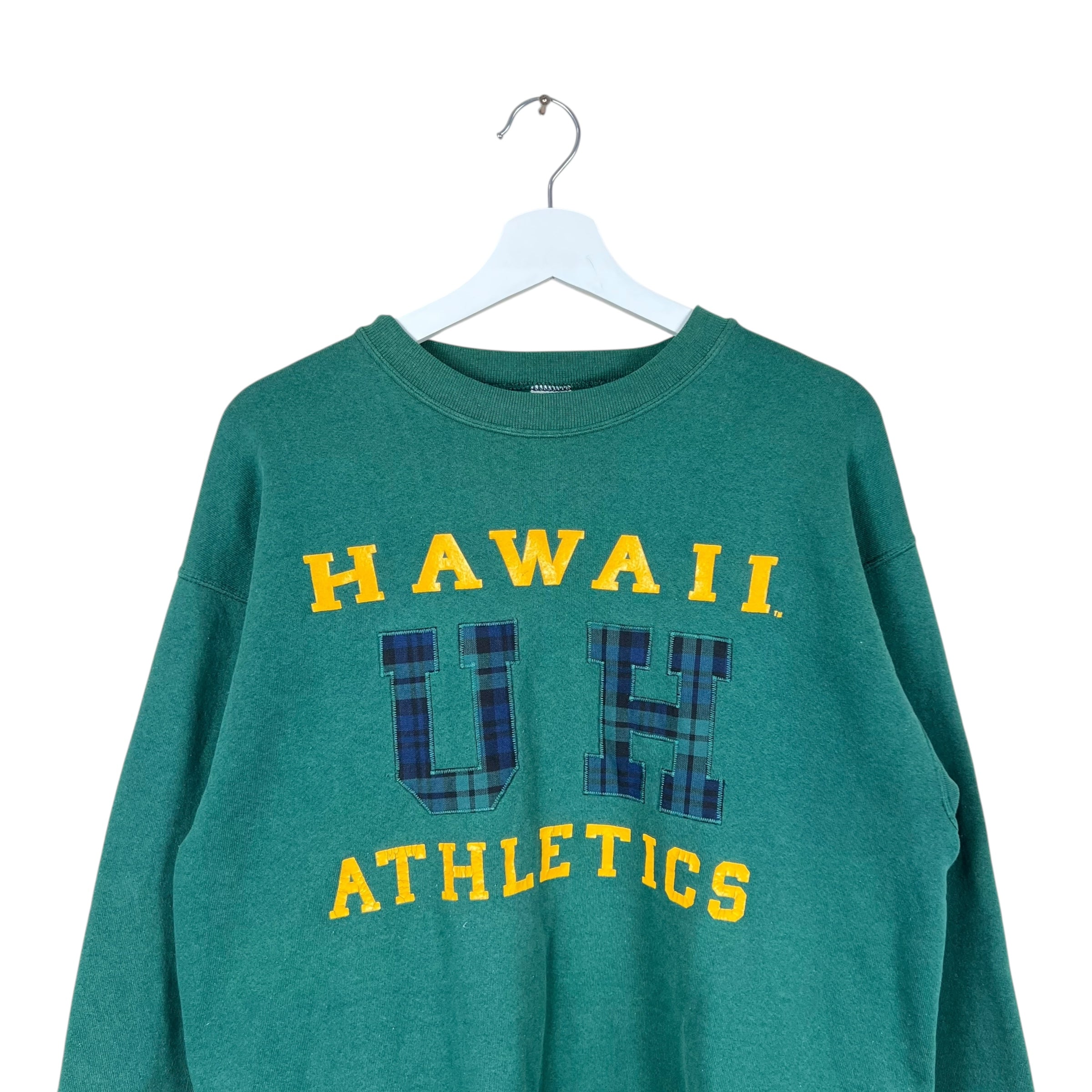 Vintage University of Hawaii Athletics Plaid Logo Crewneck Green