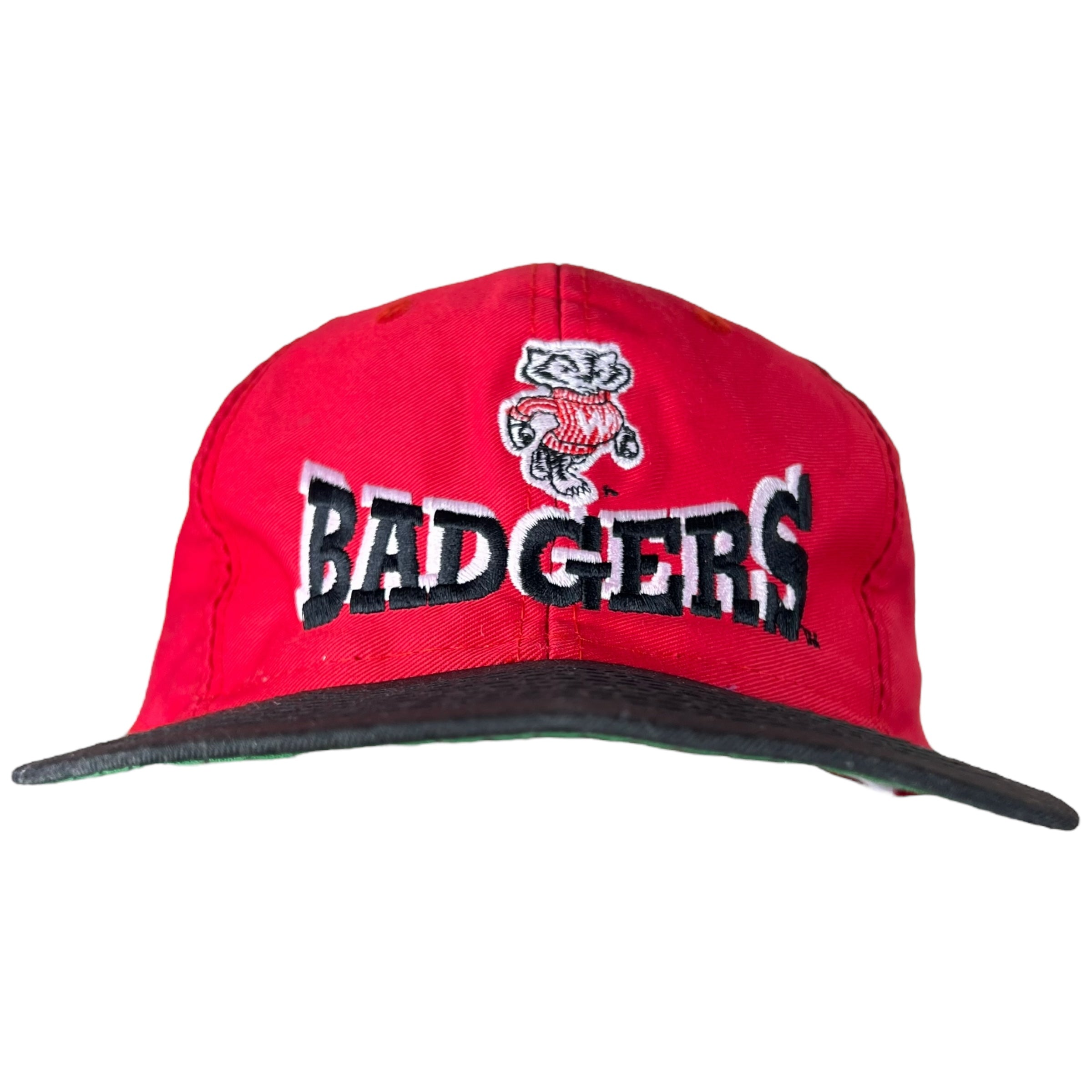 Vintage Wisconsin Badgers Spellout Logo SnapBack Red/Black