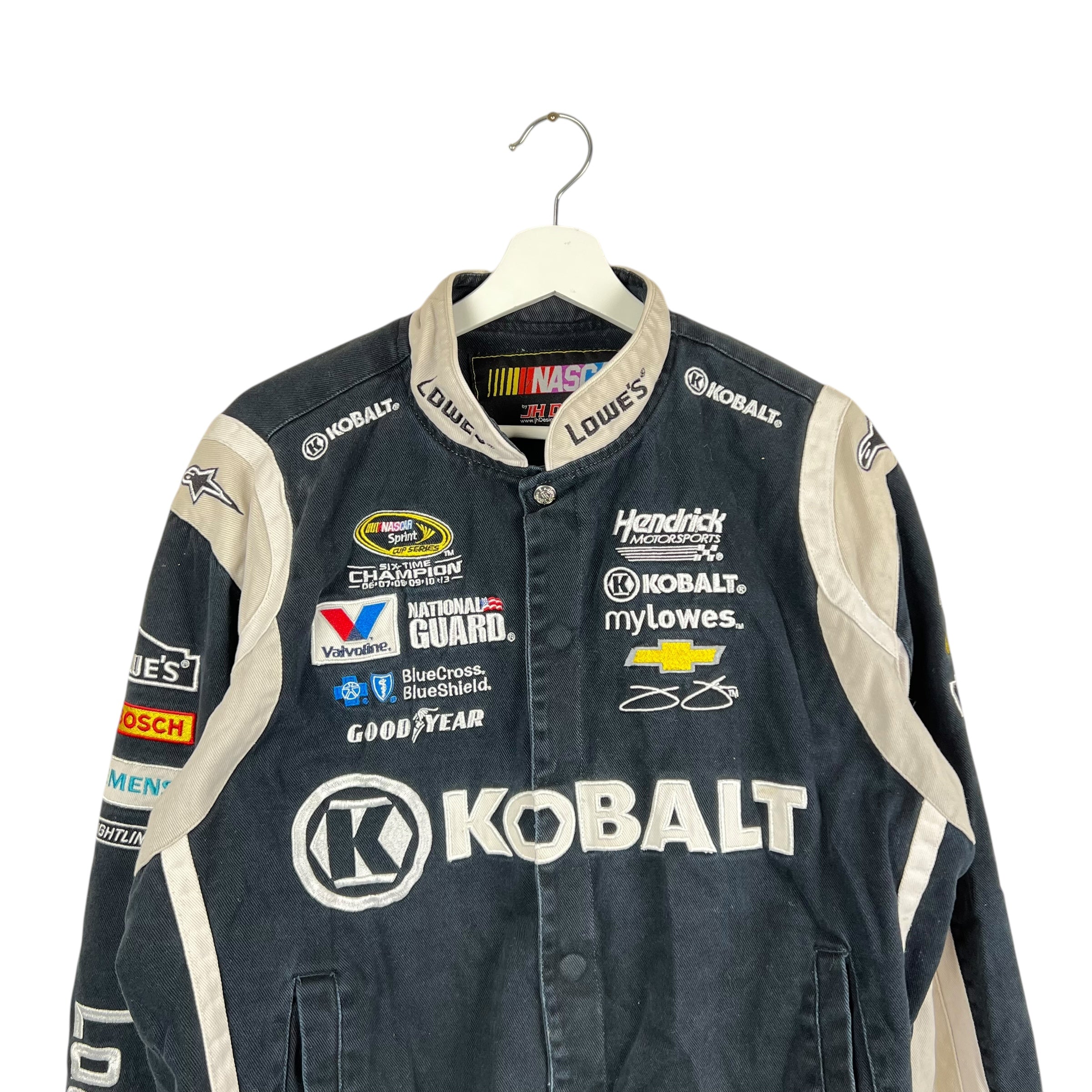 Vintage Jeff Hamilton NASCAR Jimmie Johnson Lowes Racing Jacket Grey/Blue