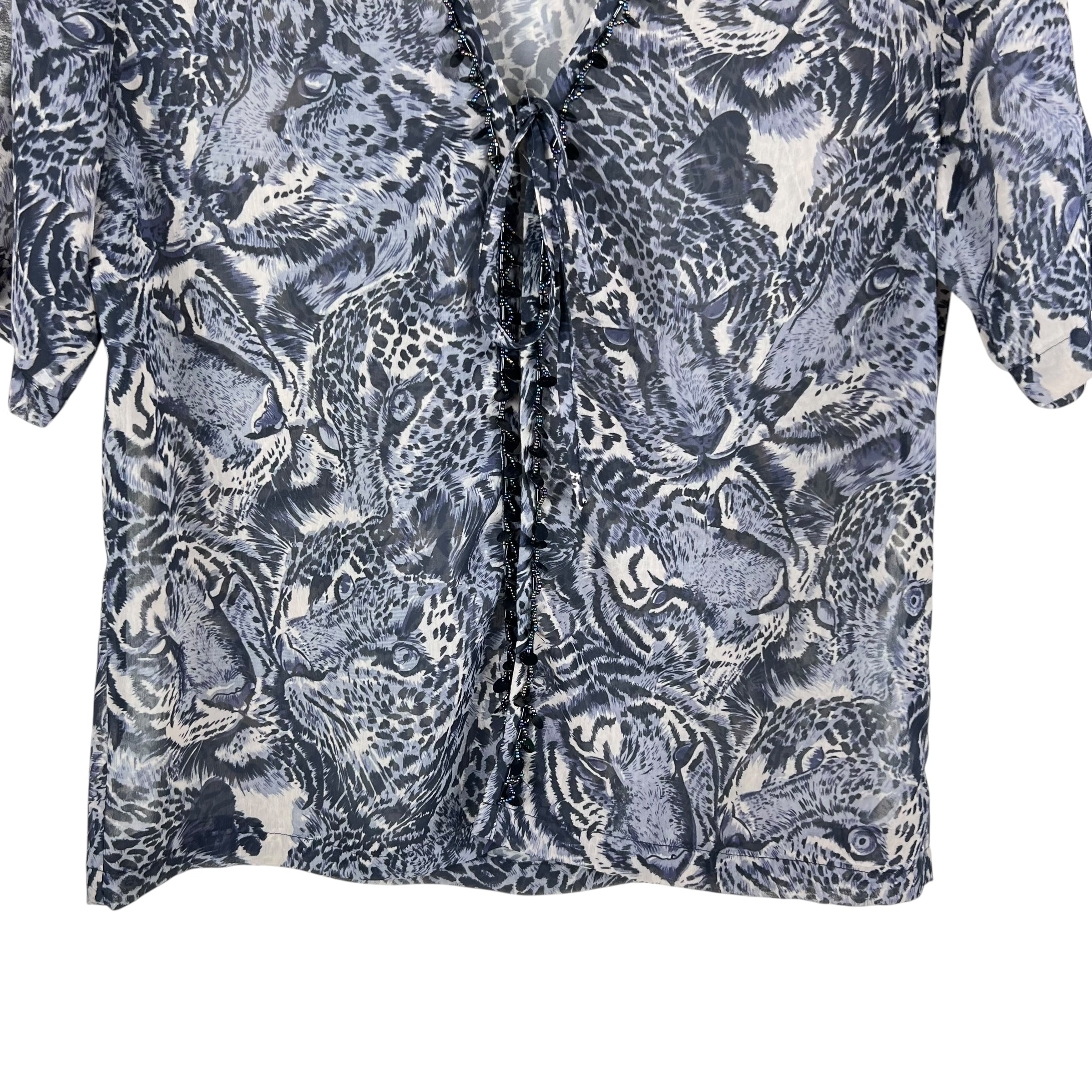 Vintage Bebe Women’s Animal Print Blouse Gray