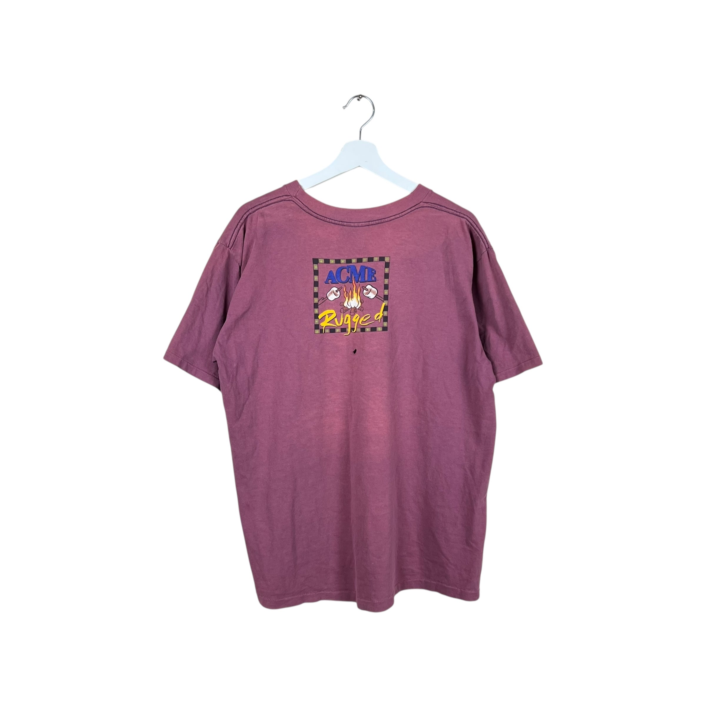 1994 Acme Rugged Taz & Friends Campfire Tee Faded Burgundy