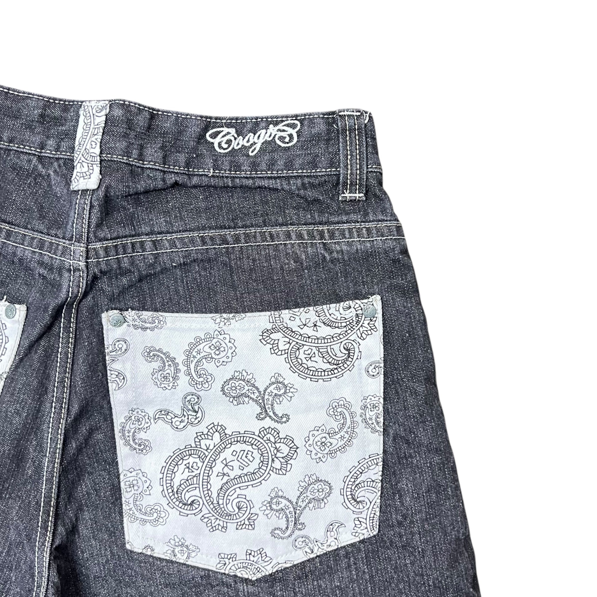 Vintage Coogi Payjoy Pattern Denim Shorts Black