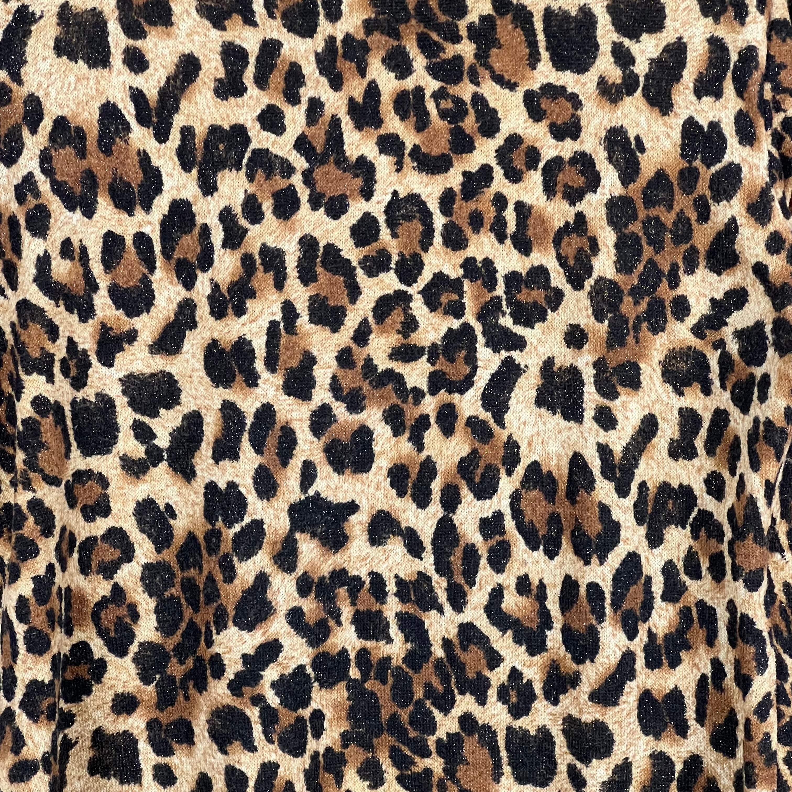 Vintage Women’s Cowl Neck Longsleeve Top Leopard Print