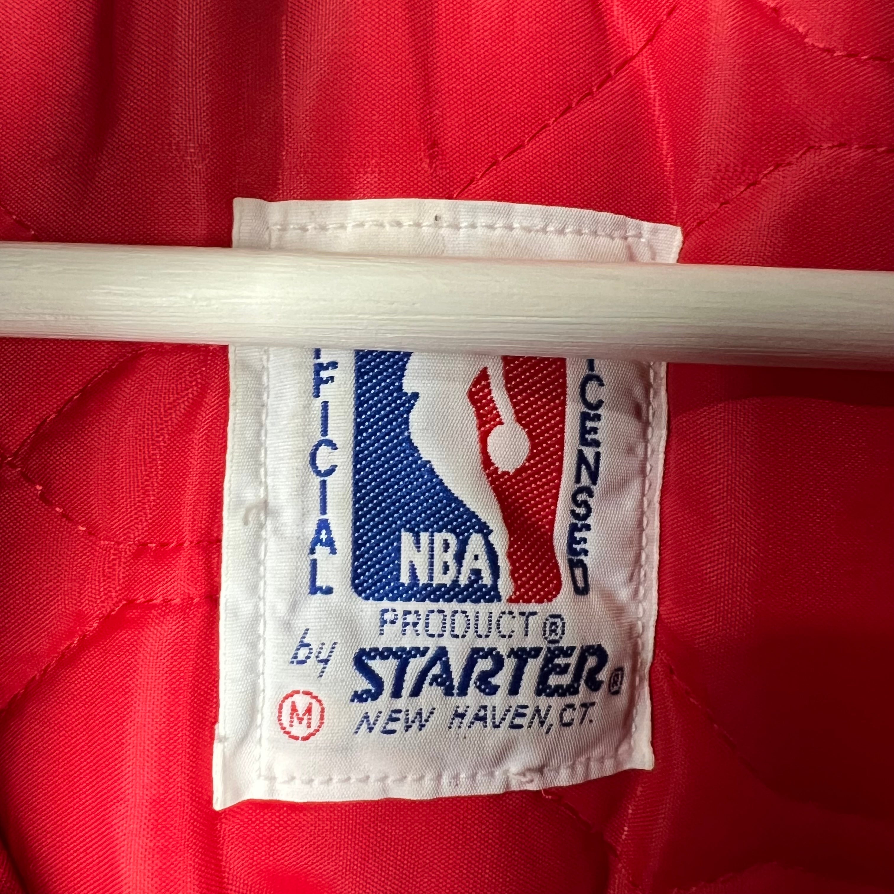 Vintage Starter NBA Chicago Bulls Spellout Satin Bomber Jacket Red