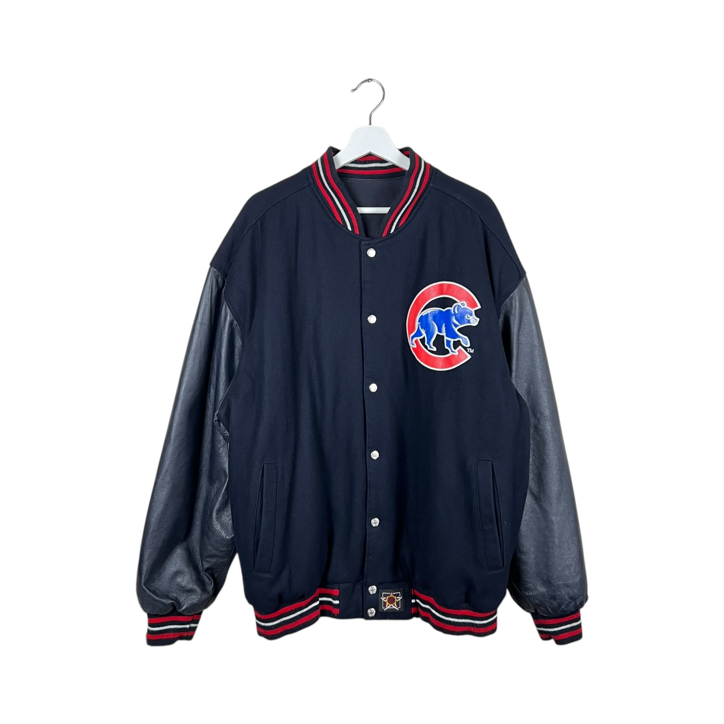 Vintage Jeff Hamilton Chicago Cubs Reversible Bomber Jacket Dark Navy