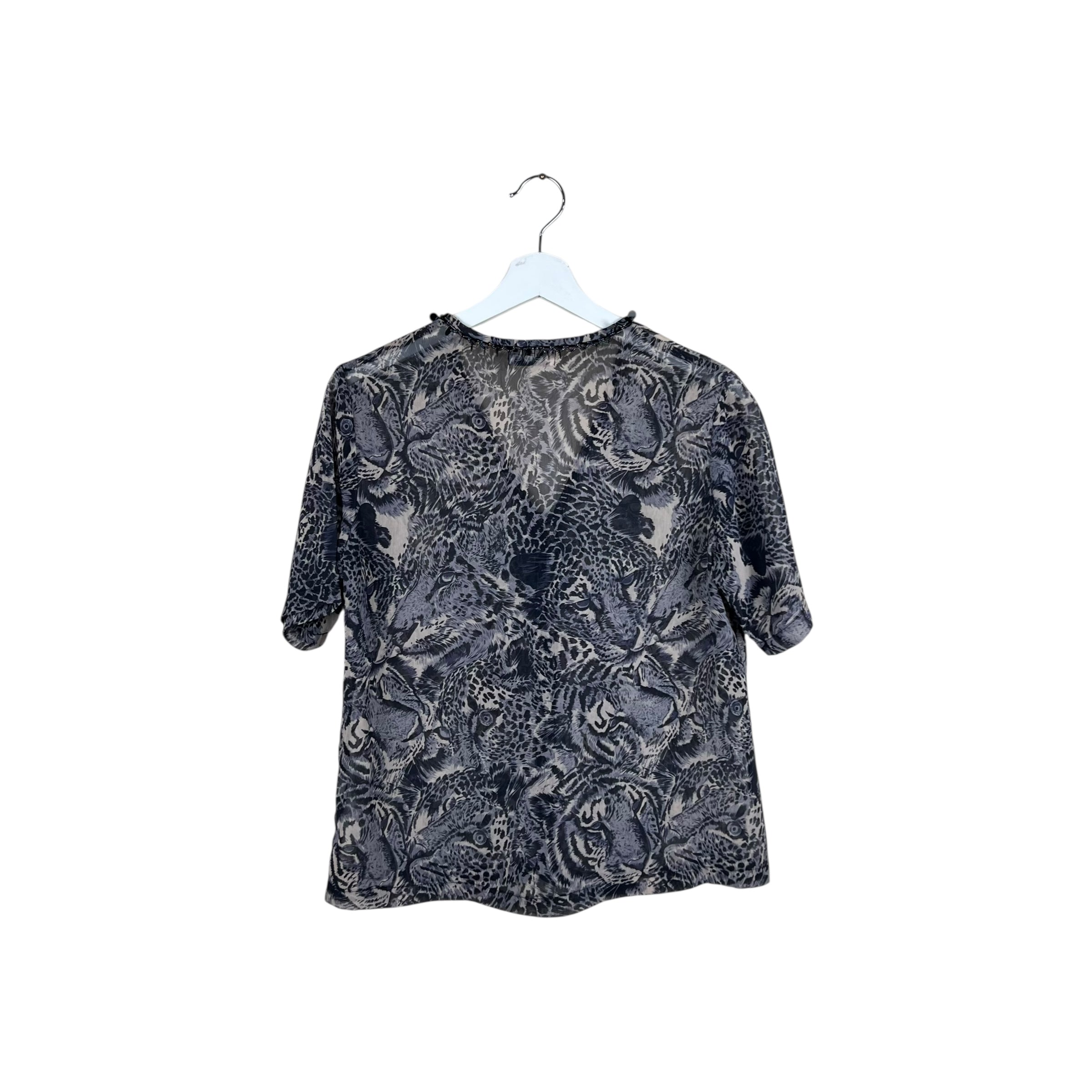 Vintage Bebe Women’s Animal Print Blouse Gray