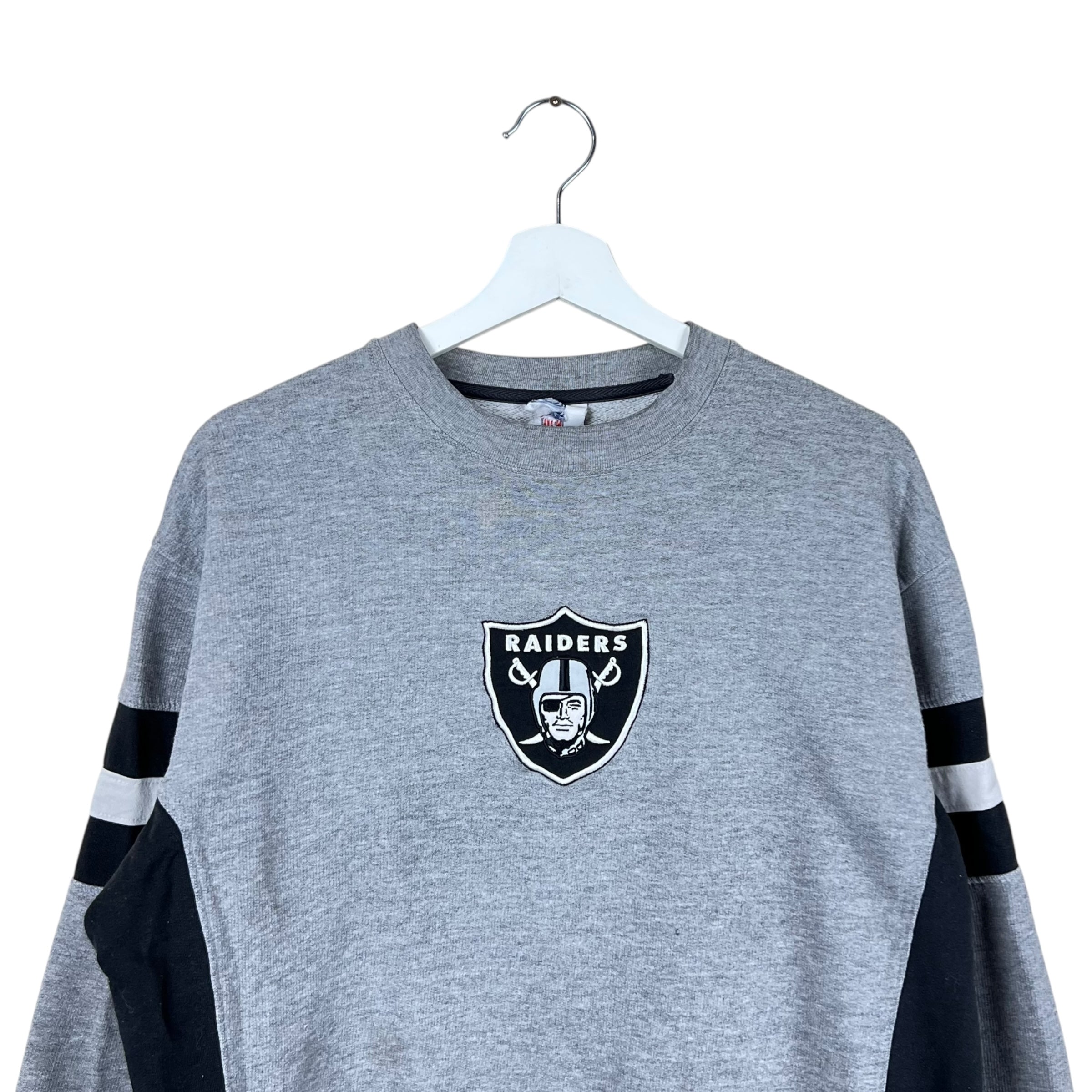 Vintage NFL Oakland Raiders Embroidered Logo Crewneck Grey