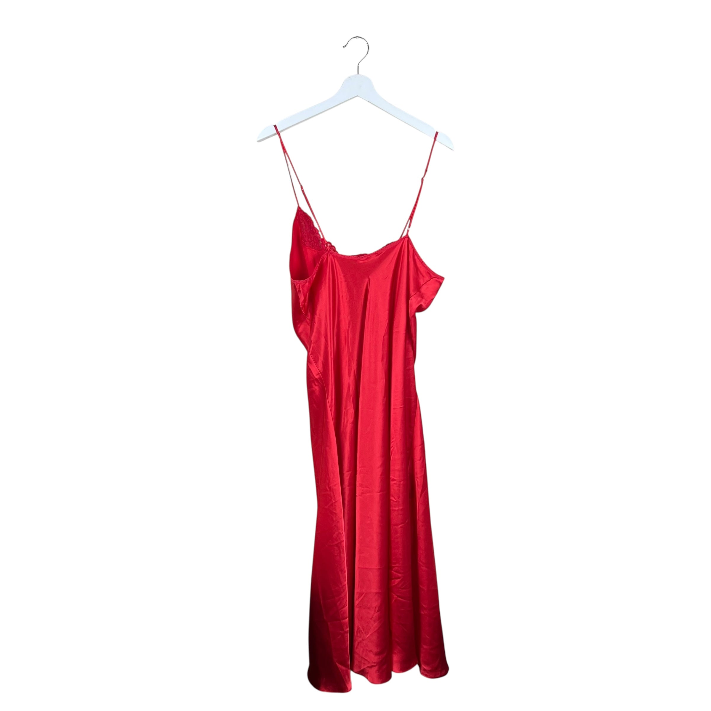 Vintage Linda Women’s Long Silk Slip Dress Red