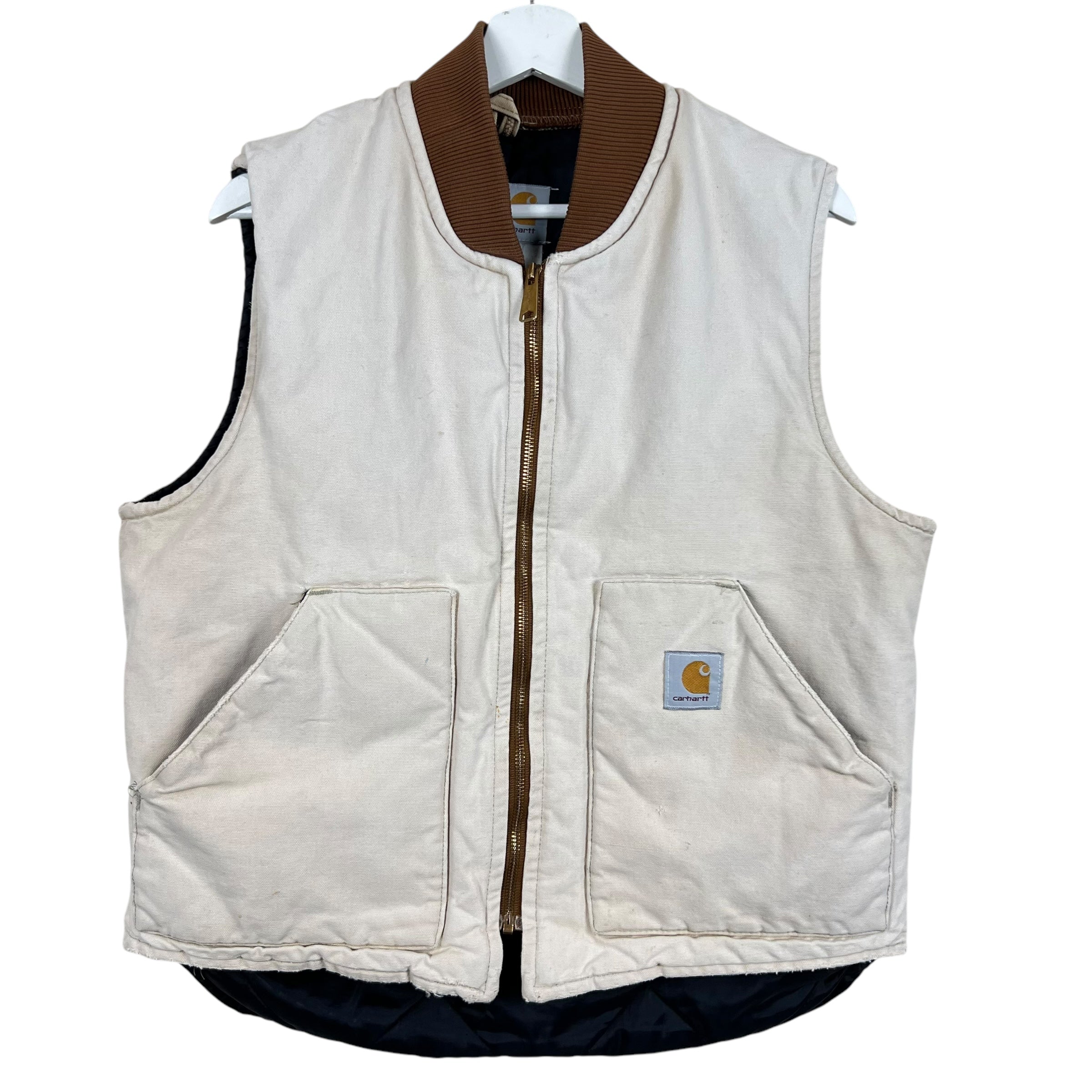 Vintage Carhartt Insulated Duck Vest Faded Cream