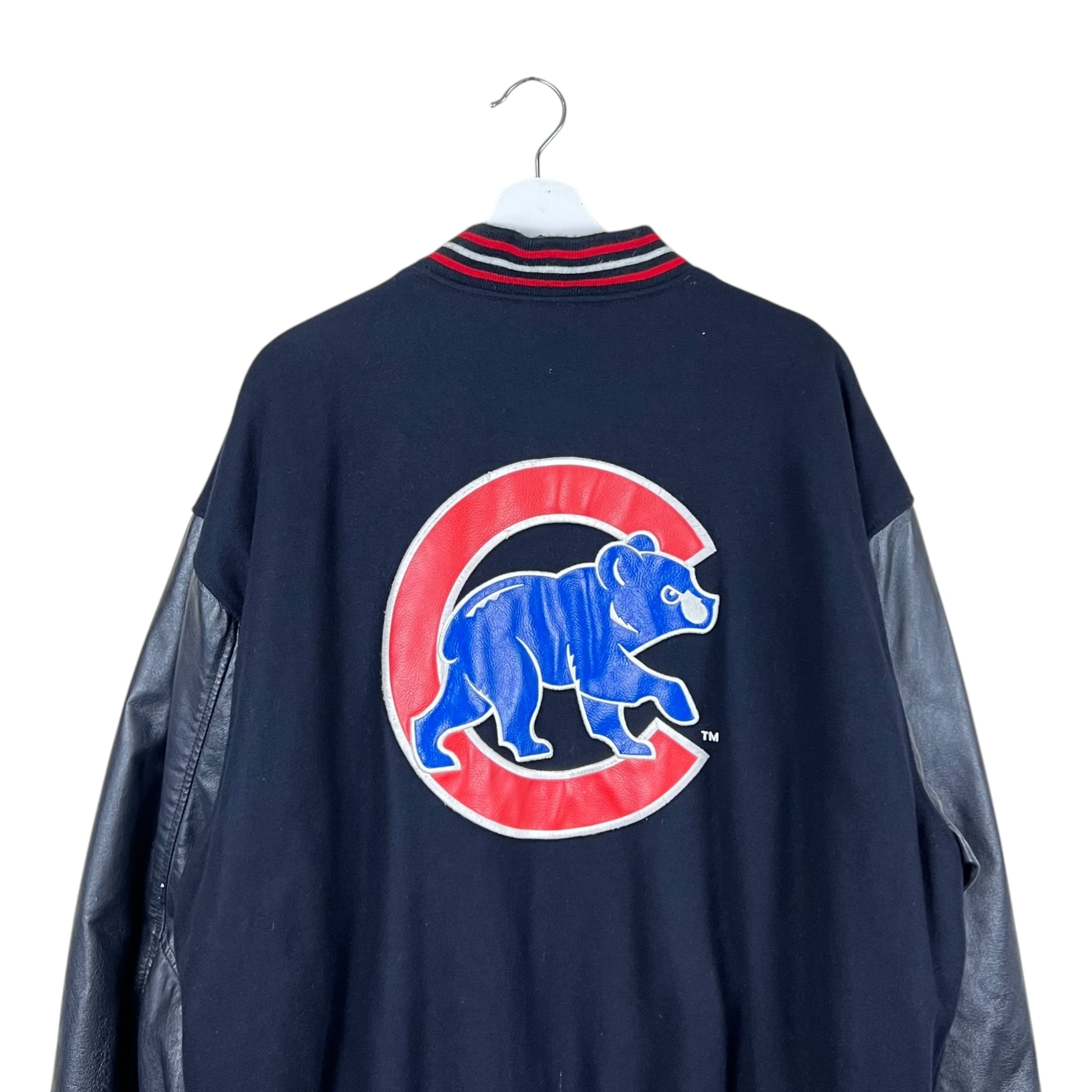 Vintage Jeff Hamilton Chicago Cubs Reversible Bomber Jacket Dark Navy