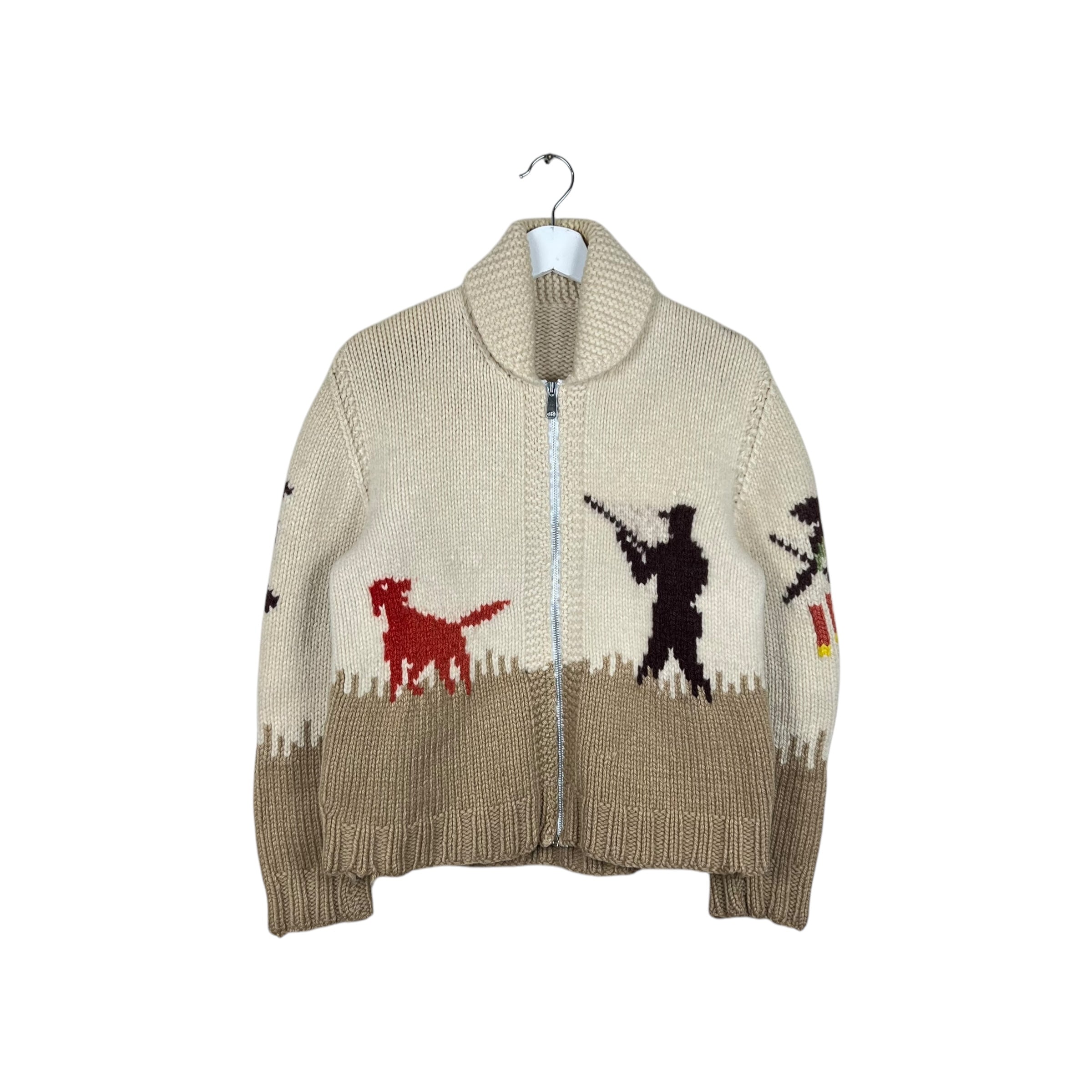Vintage Hunter & Dog Full Zip Cowichan Cream