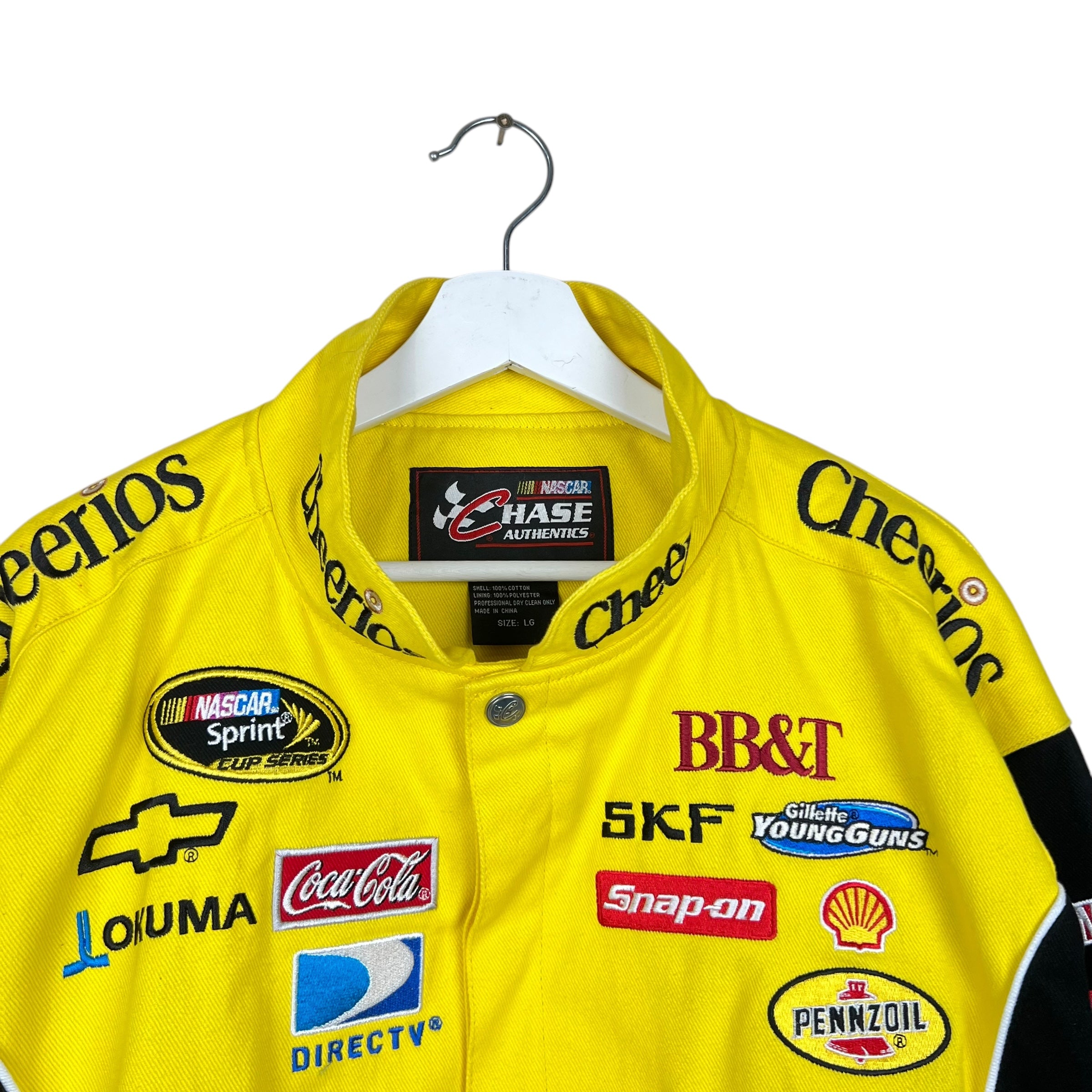Vintage Chase Authentics NASCAR Clint Bowyer Cheerios Racing Jacket Yellow