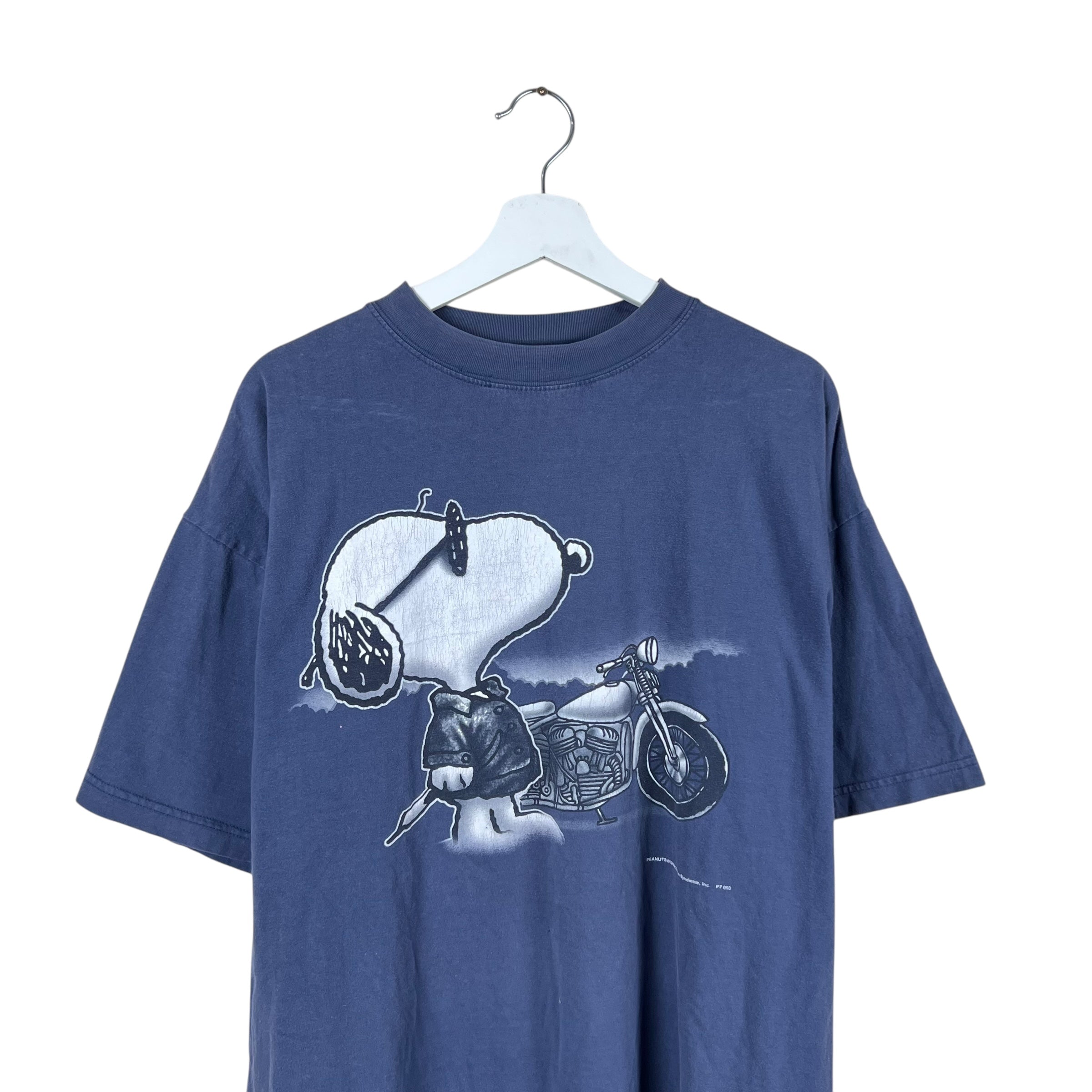 Vintage Peanuts Snoopy Motorcyle Tee Light Navy